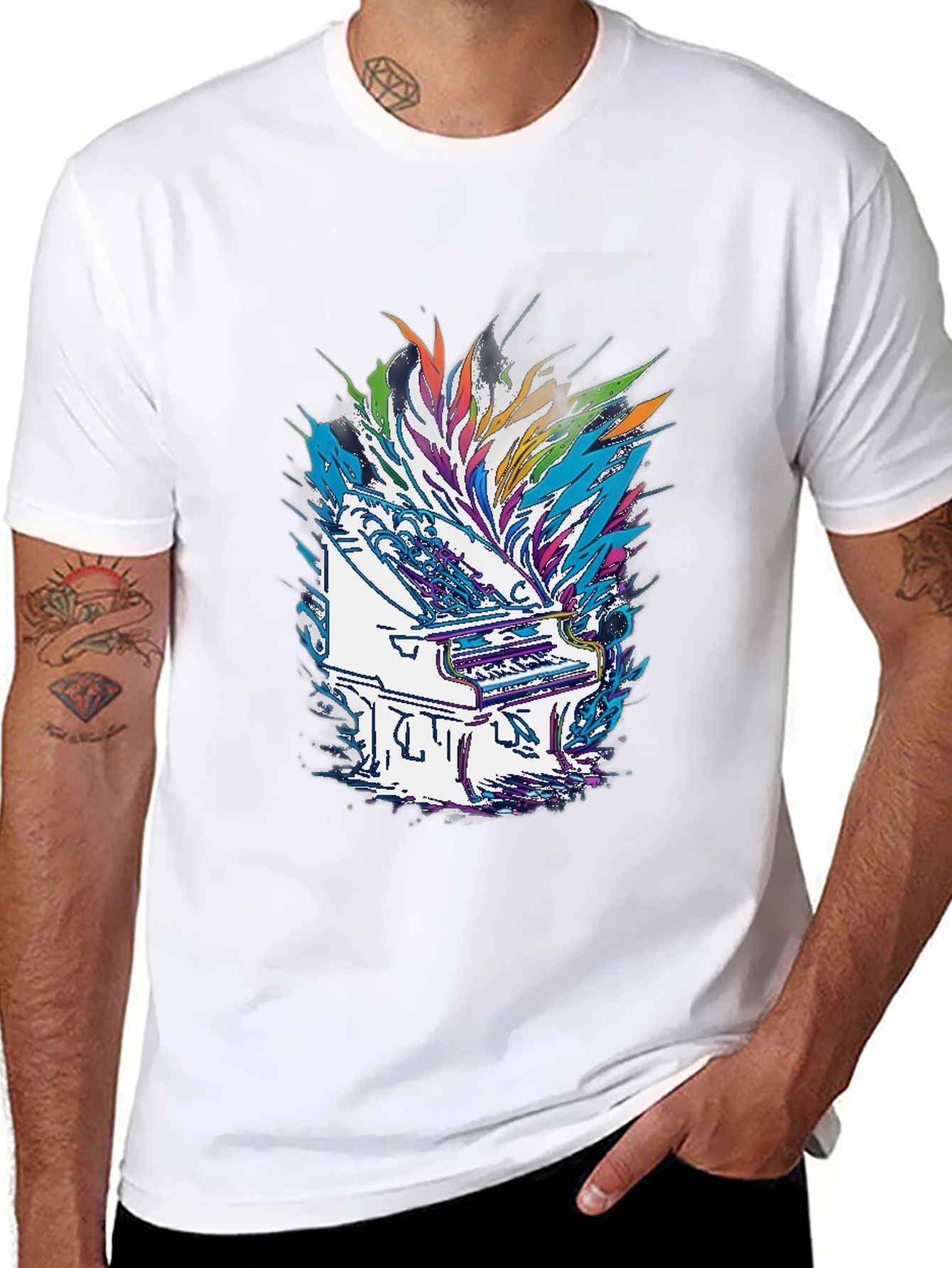 Abstract Piano Graphic Tee - Black