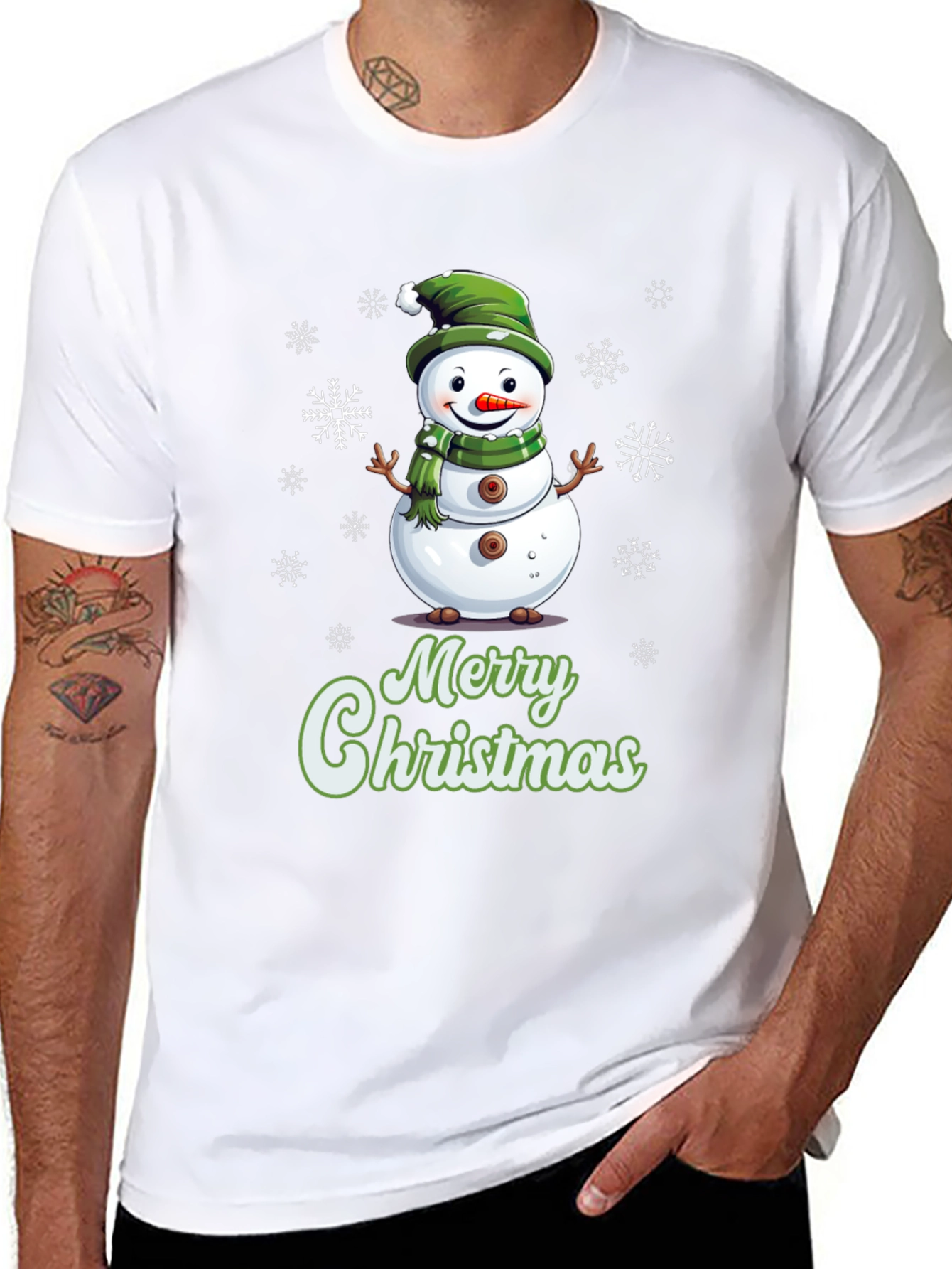 Festive Snowman Merry Christmas Graphic T-Shirt