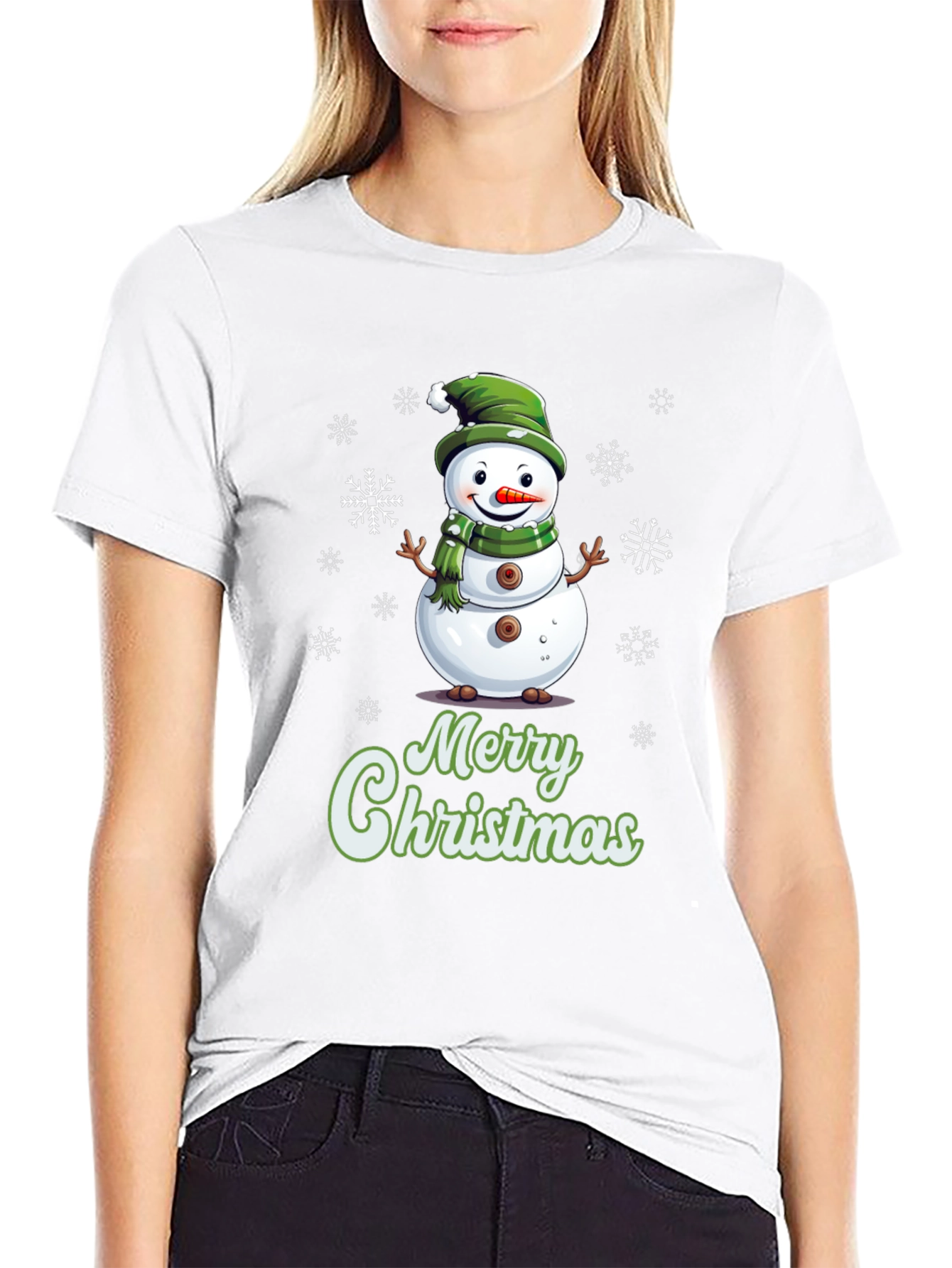 Festive Snowman Merry Christmas Graphic T-Shirt