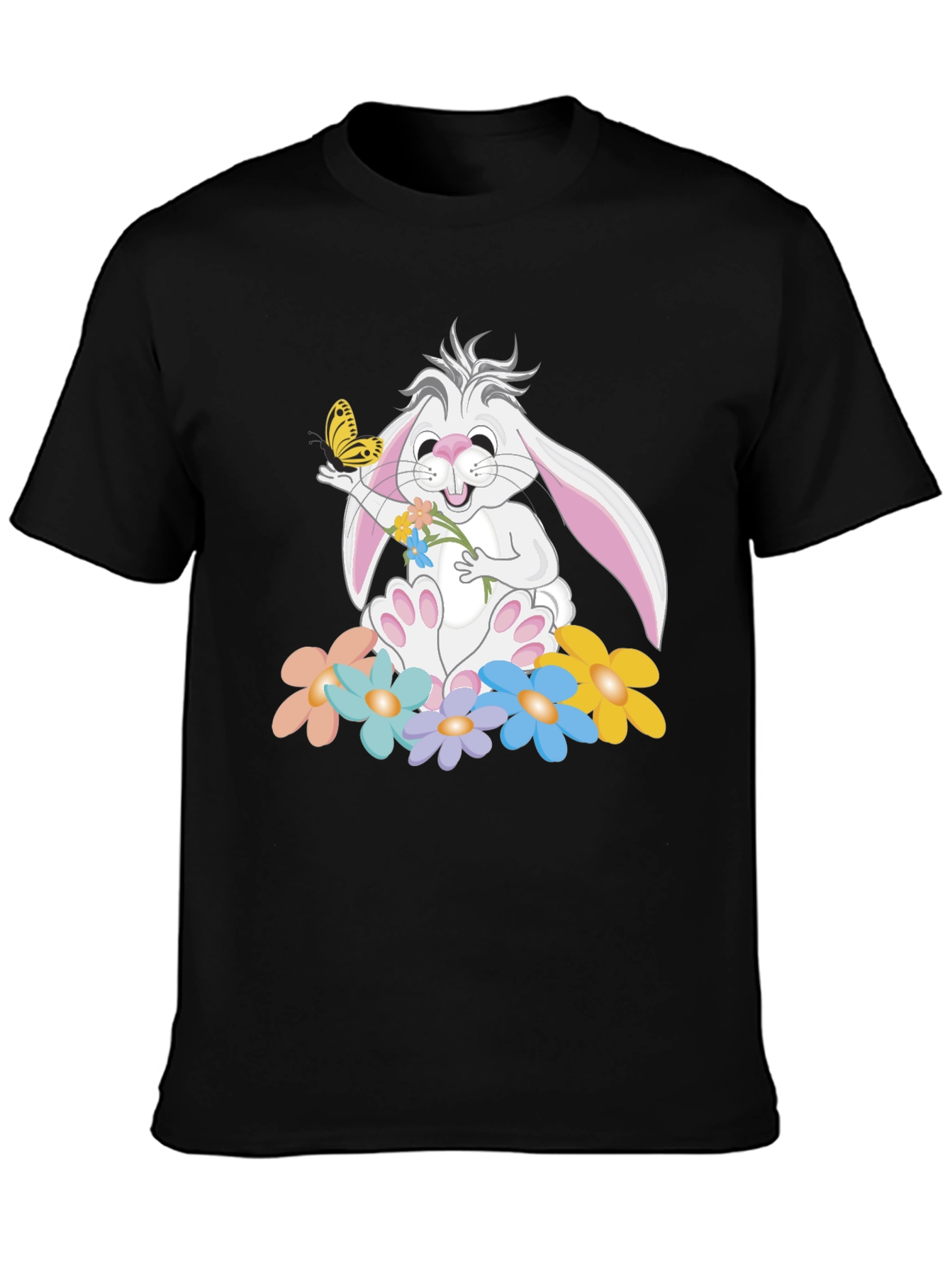 Cute Bunny with Flowers Graphic T-Shirt