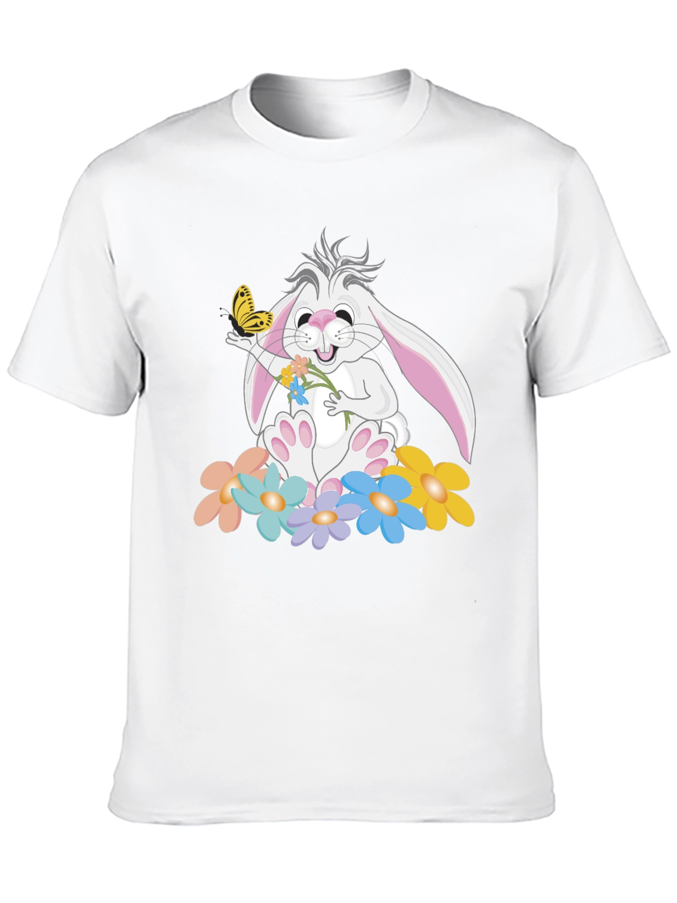 Cute Bunny with Flowers Graphic T-Shirt
