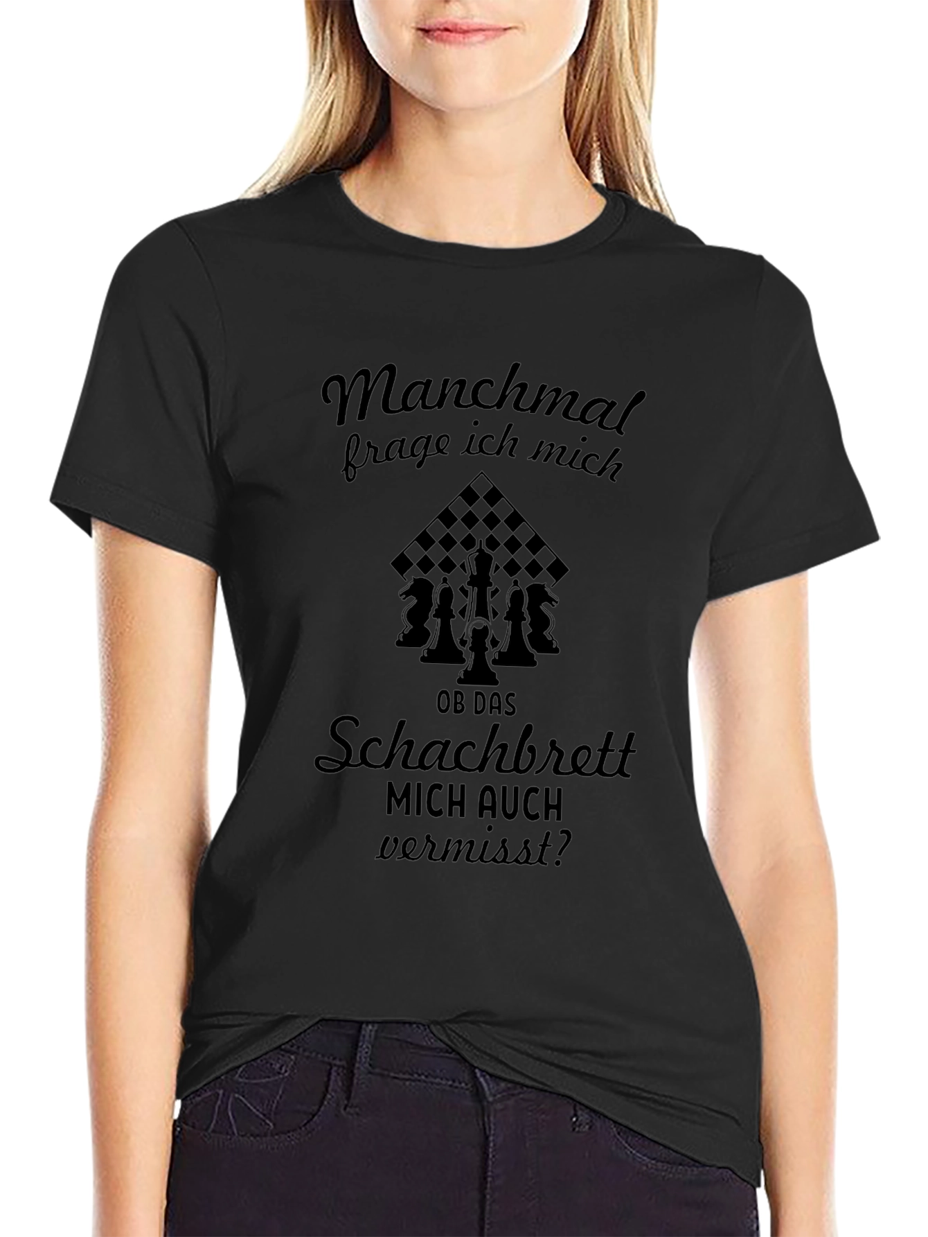 Chessboard Misses Me Black Graphic T-Shirt