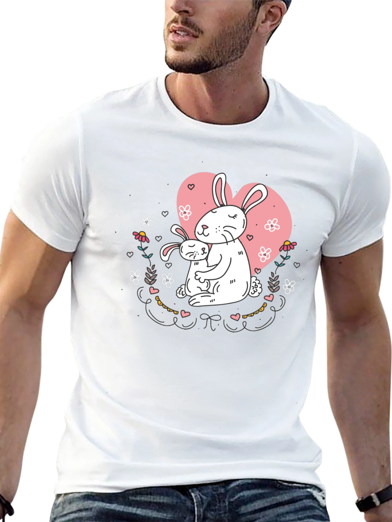 Bunny Love T-Shirt - Heart Graphic Tee
