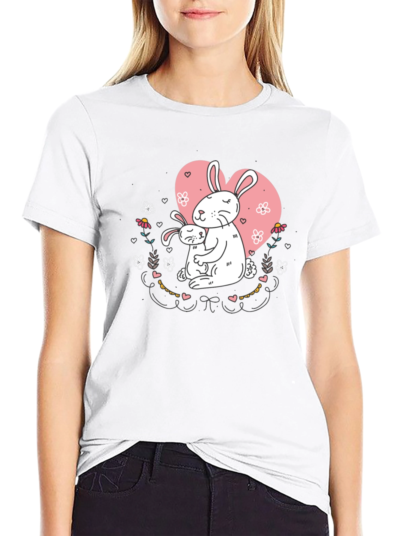 Bunny Love T-Shirt - Heart Graphic Tee