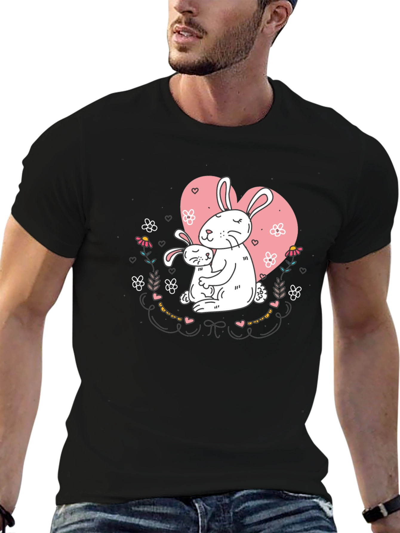 Bunny Love T-Shirt - Heart Graphic Tee