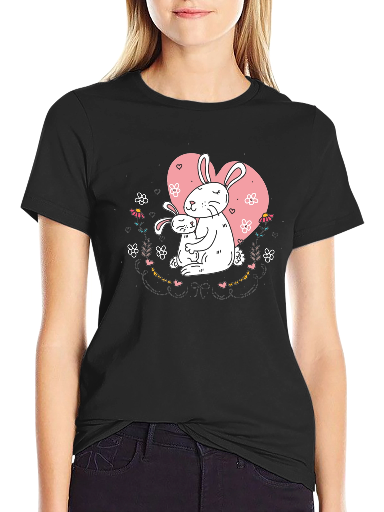 Bunny Love T-Shirt - Heart Graphic Tee