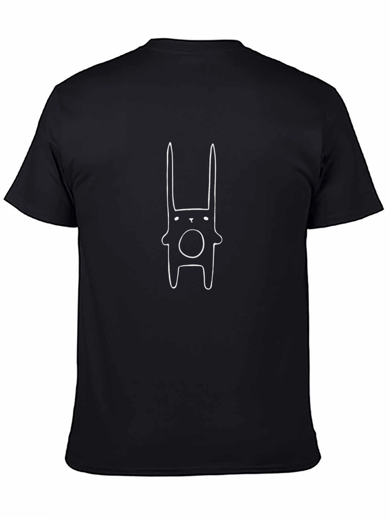 Black T-Shirt with White Bunny Graphic