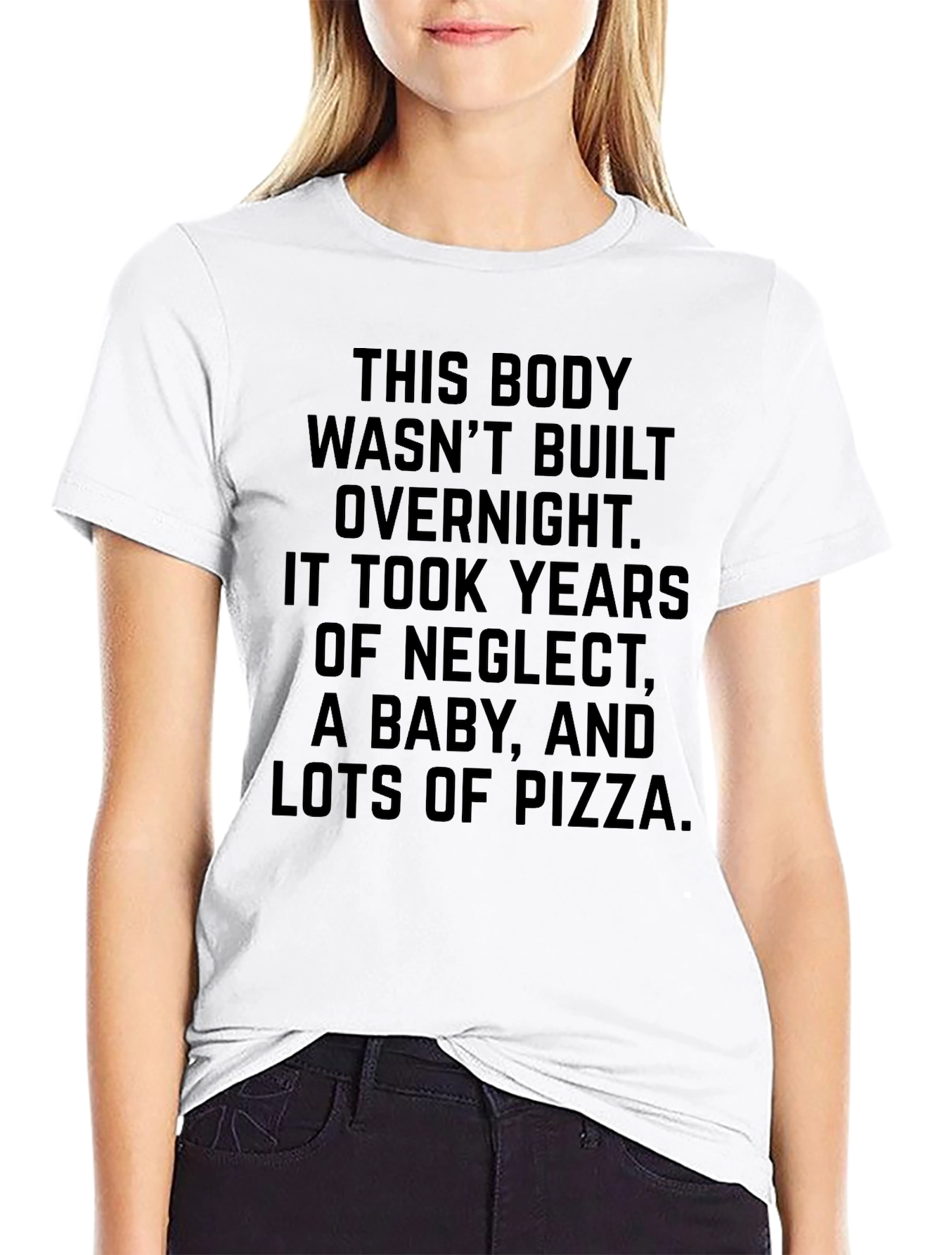 Funny Body Building T-Shirt - Pizza Baby Neglect
