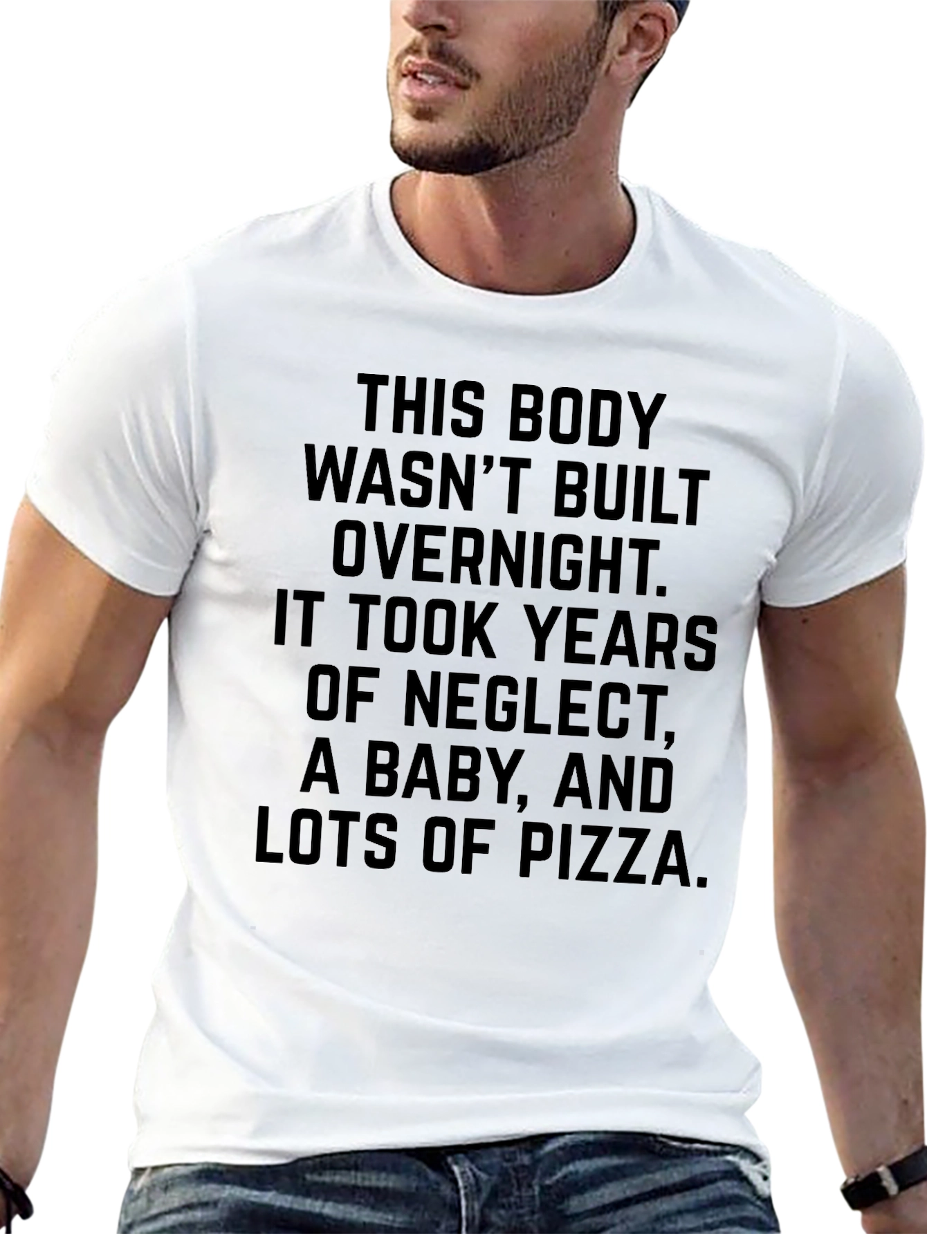 Funny Body Building T-Shirt - Pizza Baby Neglect