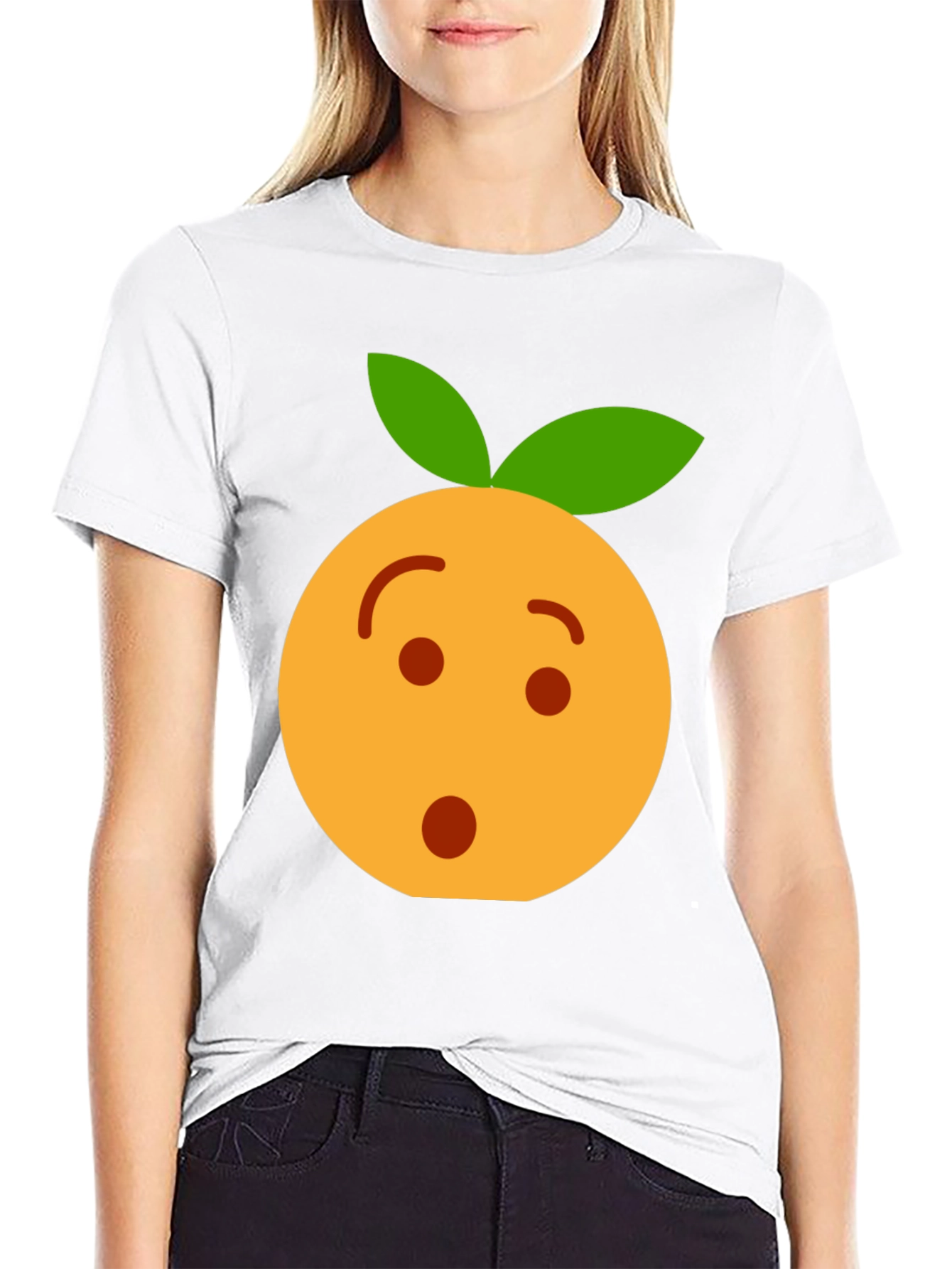 Funny Orange Emoji Graphic T-Shirt - Black
