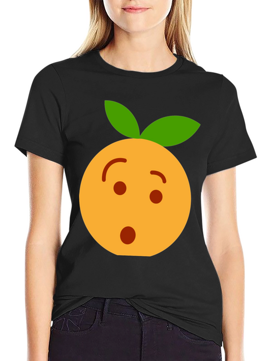 Funny Orange Emoji Graphic T-Shirt - Black