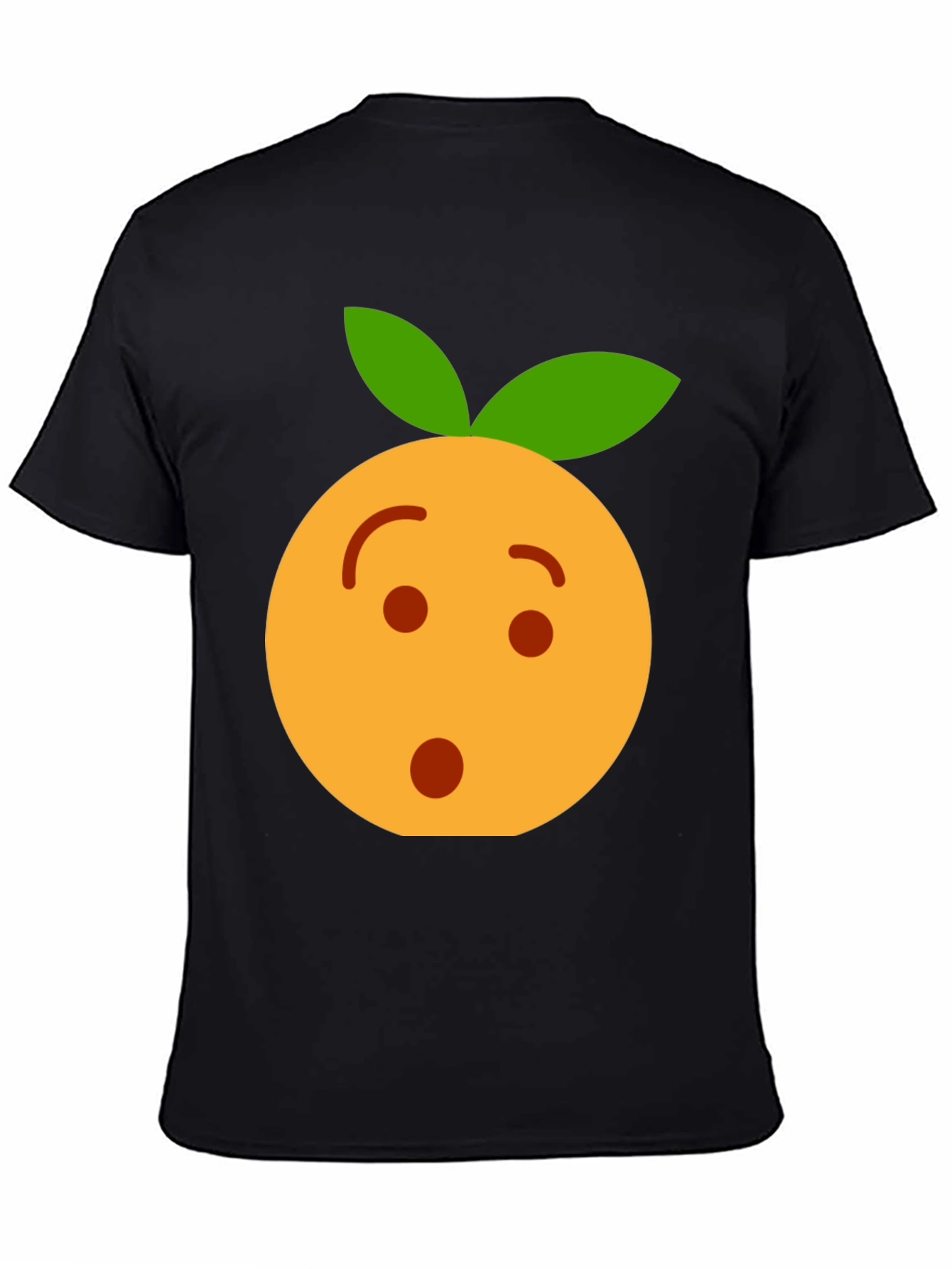 Funny Orange Emoji Graphic T-Shirt - Black