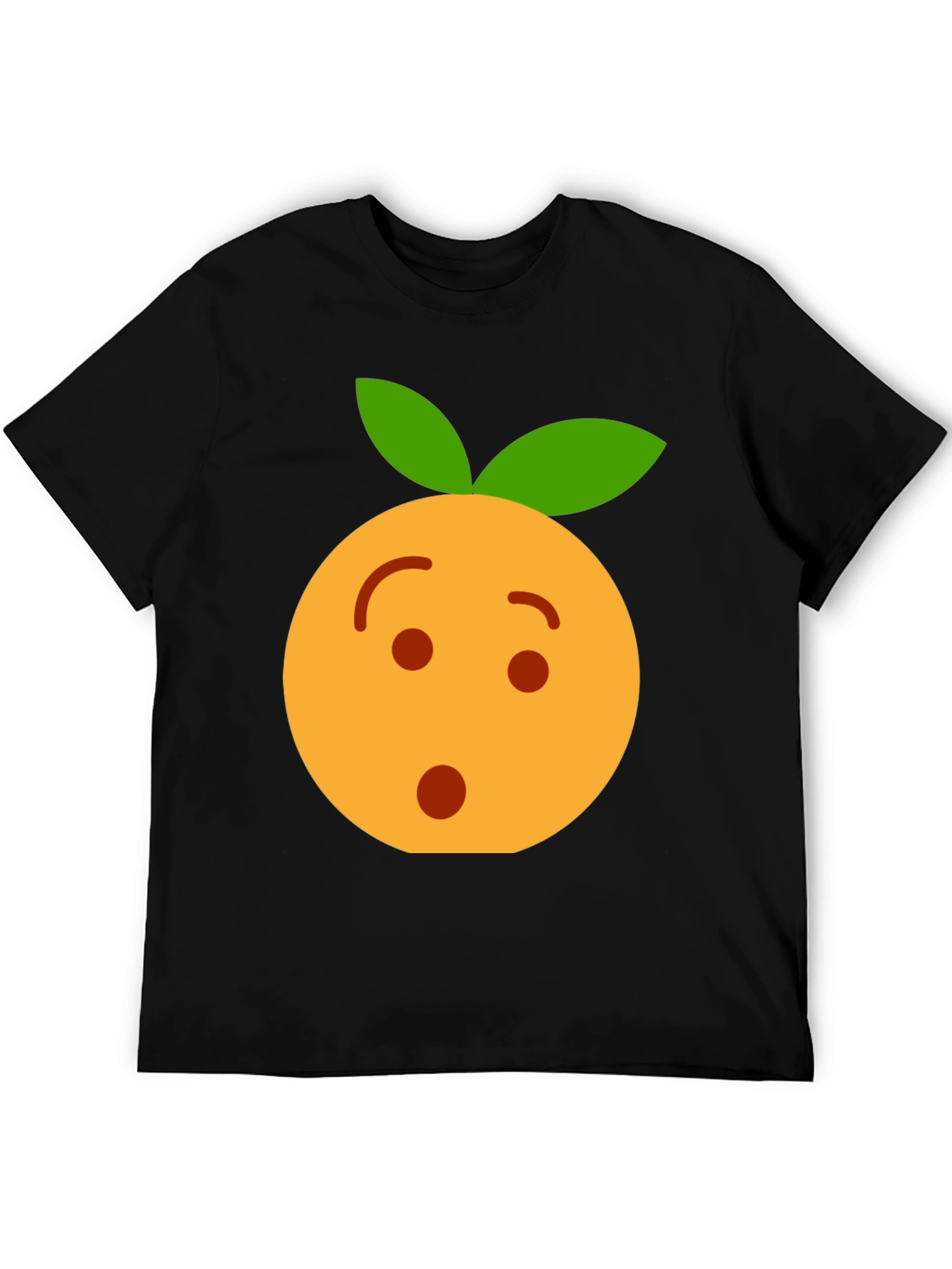 Funny Orange Emoji Graphic T-Shirt - Black