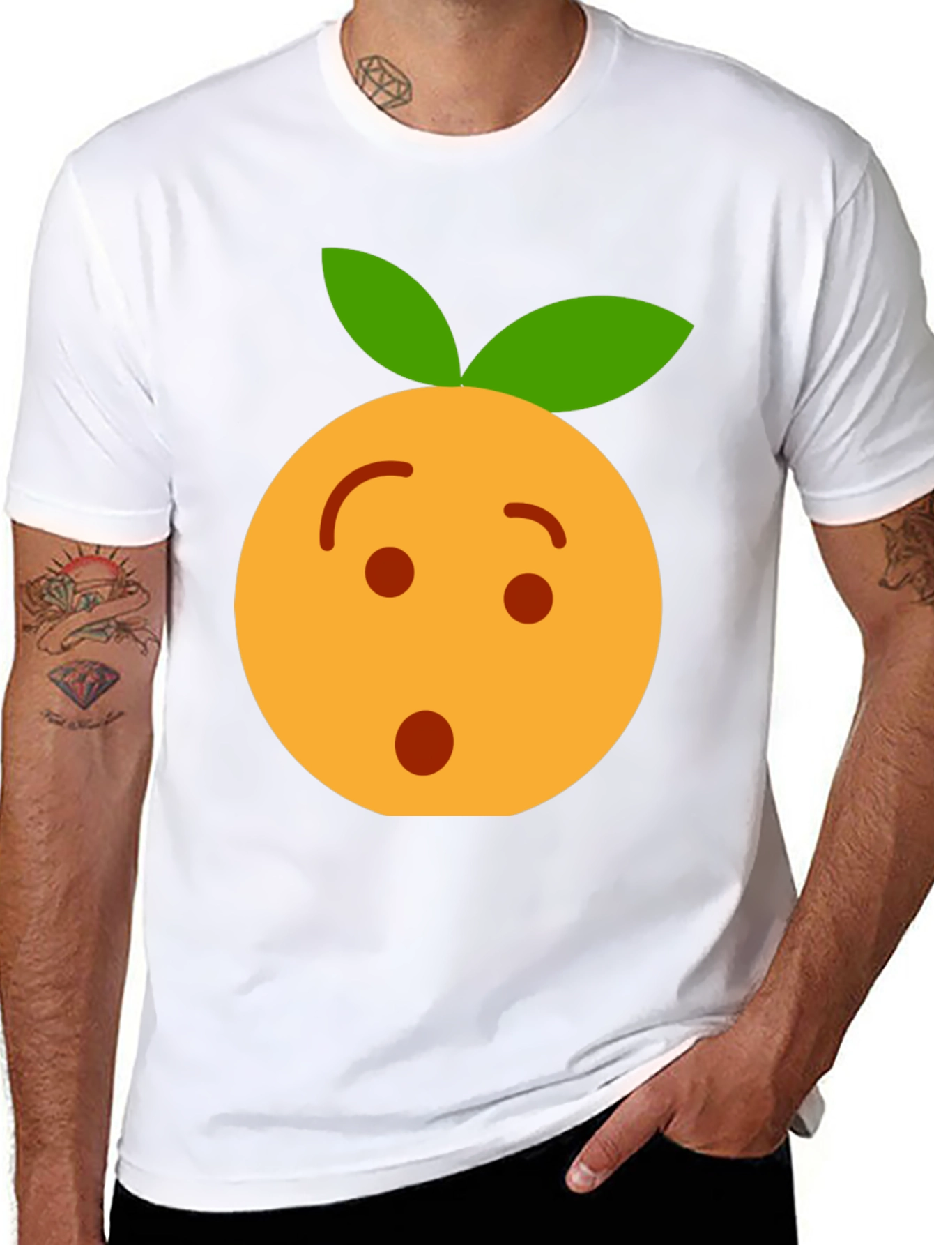 Funny Orange Emoji Graphic T-Shirt - Black