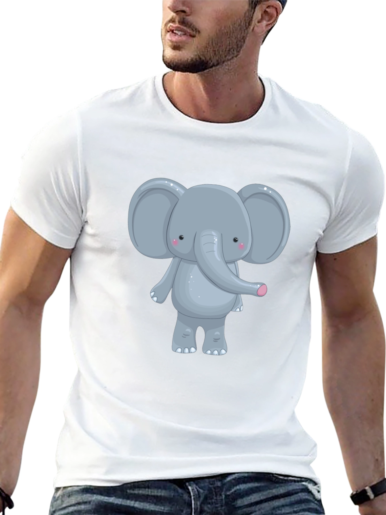 Cute Elephant Graphic Tee - Unisex Black T-Shirt