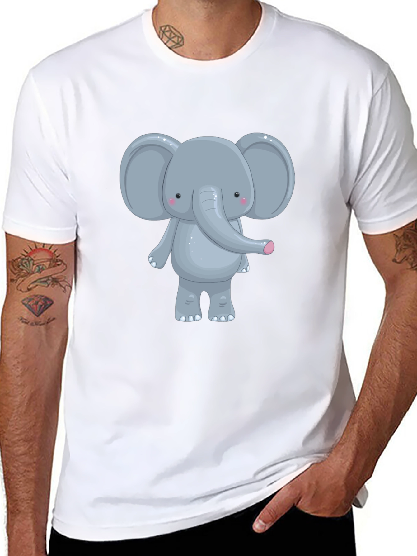 Cute Elephant Graphic Tee - Unisex Black T-Shirt