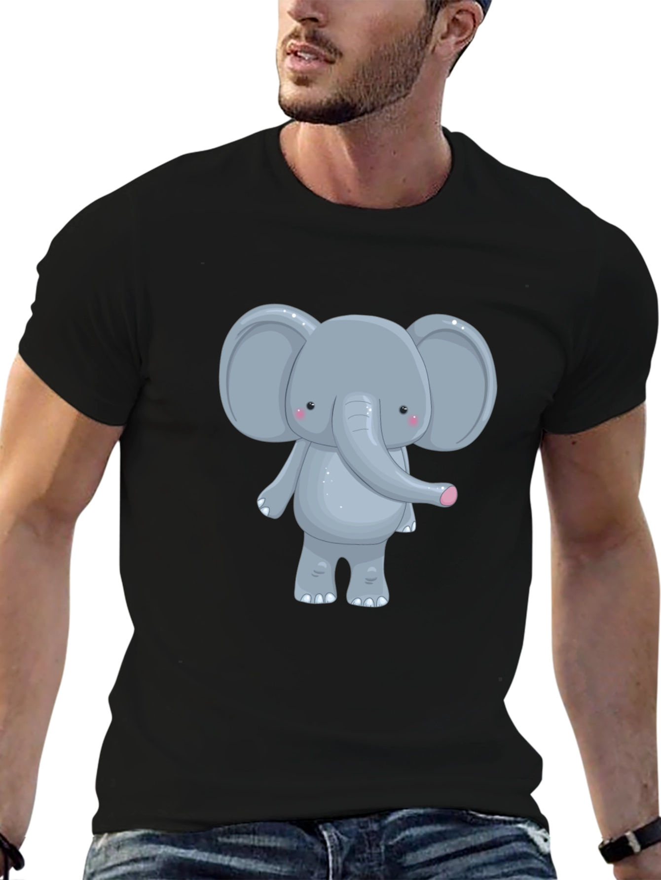 Cute Elephant Graphic Tee - Unisex Black T-Shirt