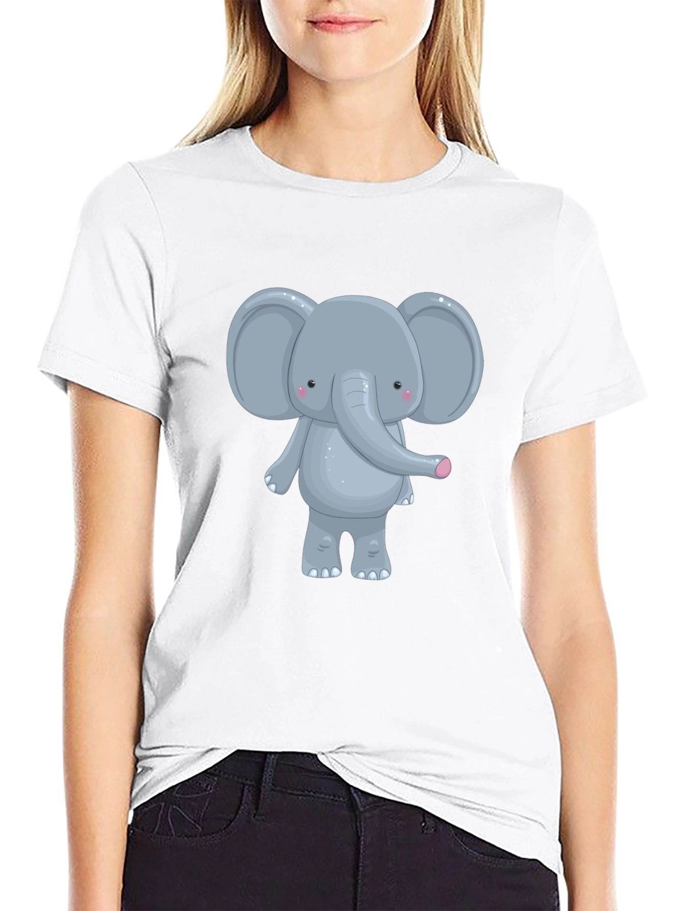 Cute Elephant Graphic Tee - Unisex Black T-Shirt