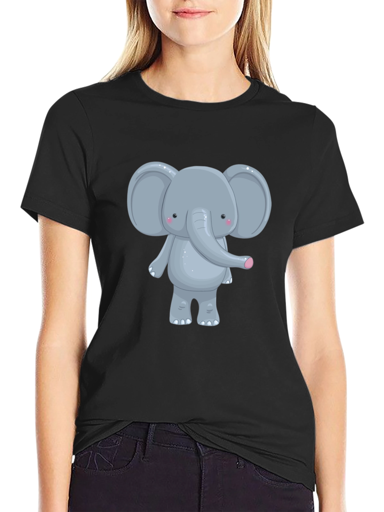 Cute Elephant Graphic Tee - Unisex Black T-Shirt
