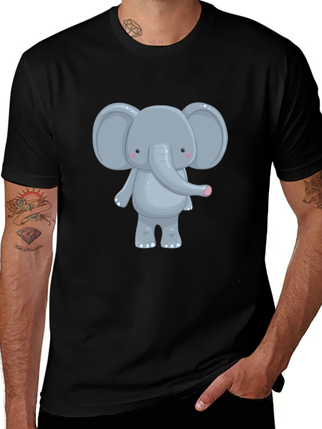 Cute Elephant Graphic Tee - Unisex Black T-Shirt