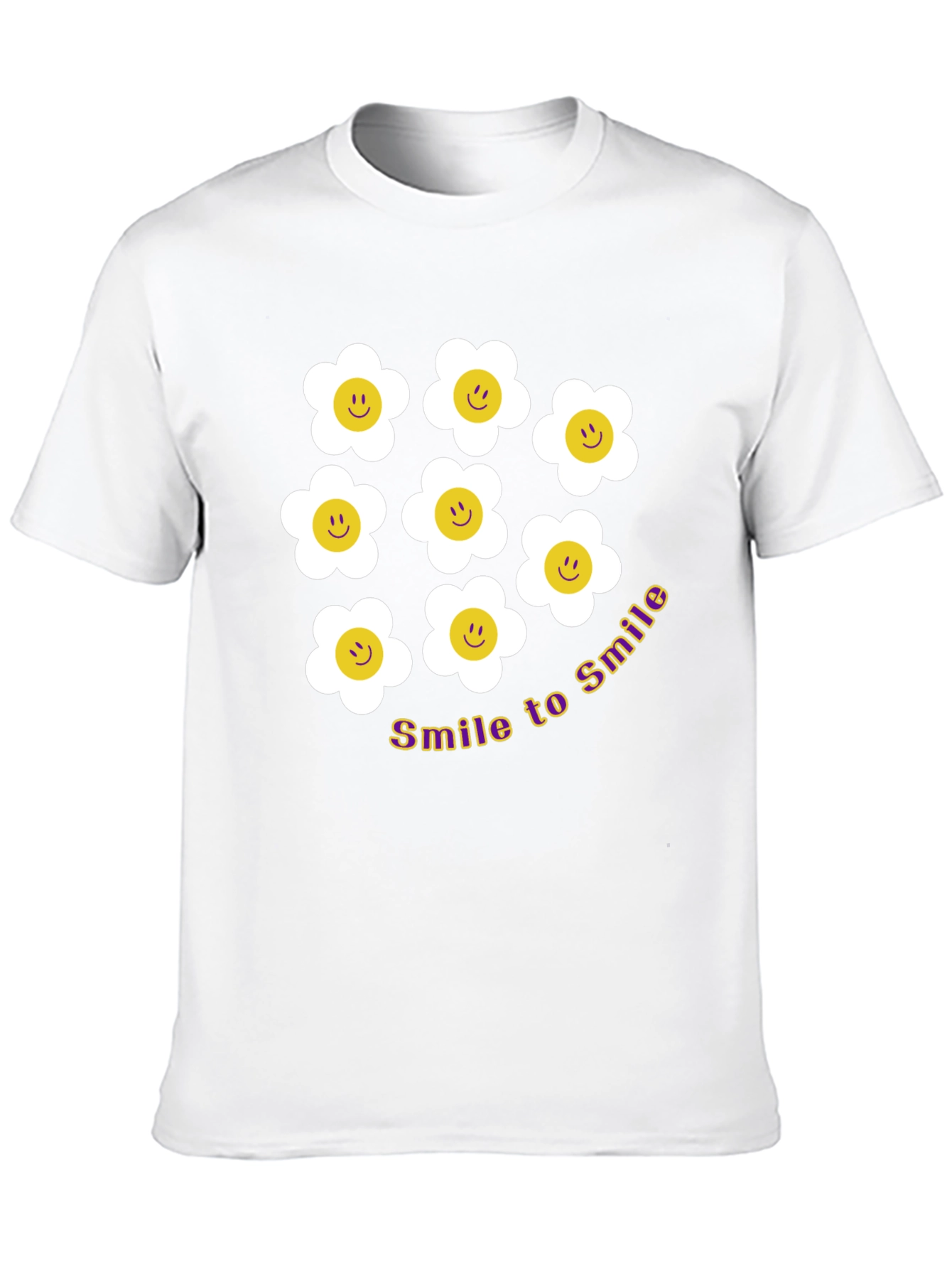 Smile Daisy Graphic Tee - Black Cotton T-Shirt