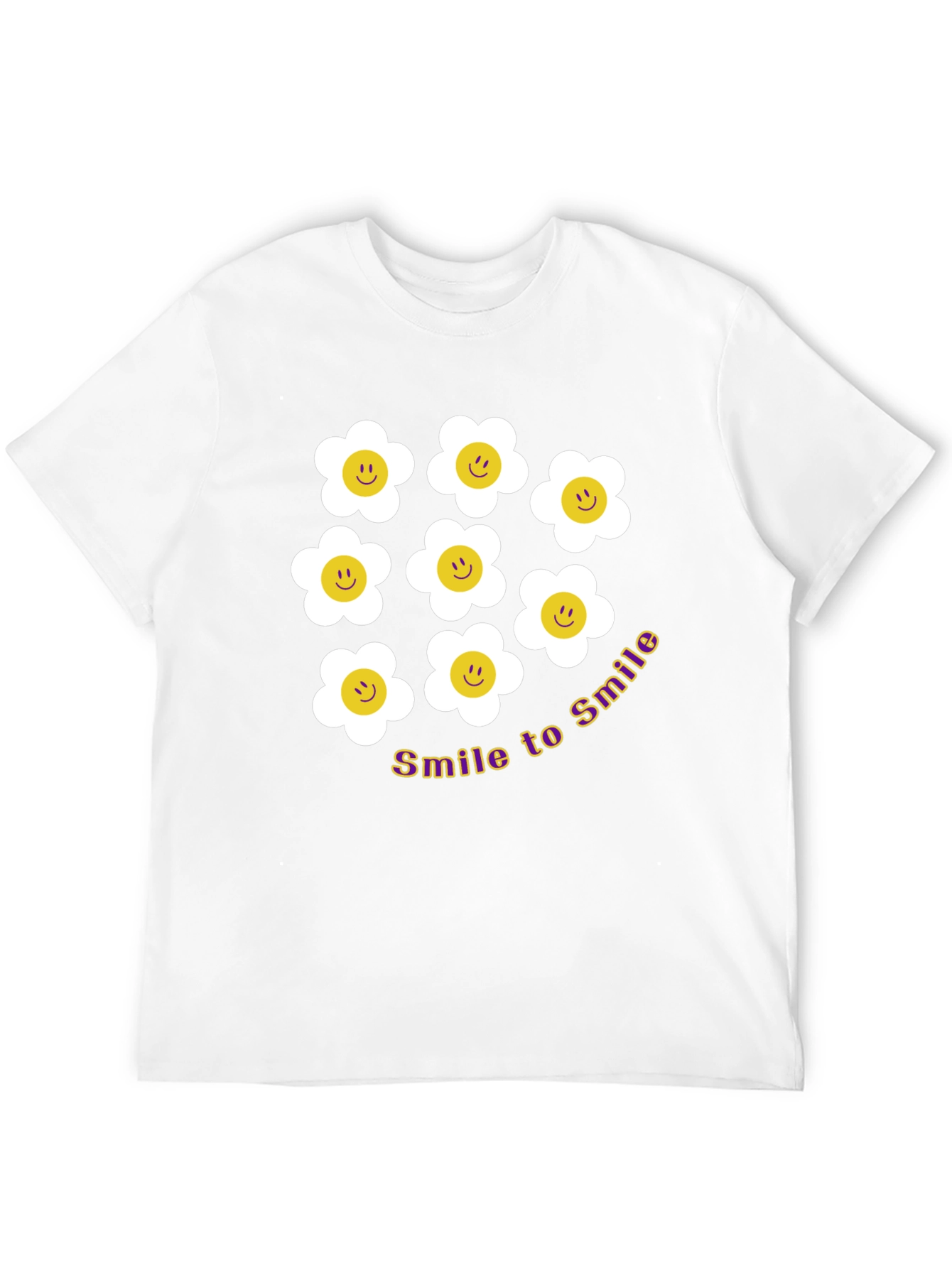 Smile Daisy Graphic Tee - Black Cotton T-Shirt