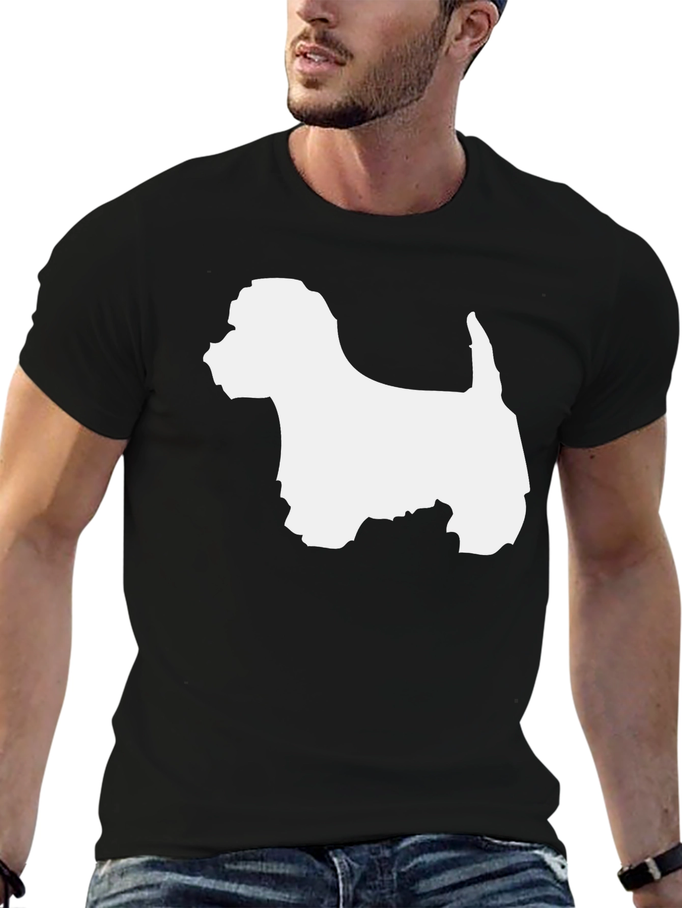 Westie Dog Silhouette Graphic T-Shirt - Black