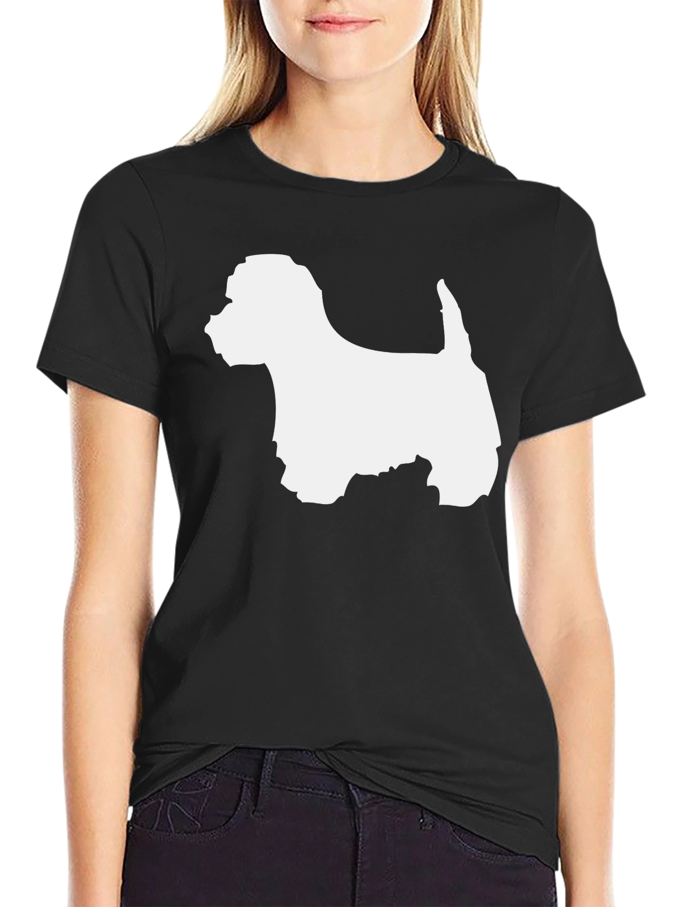 Westie Dog Silhouette Graphic T-Shirt - Black