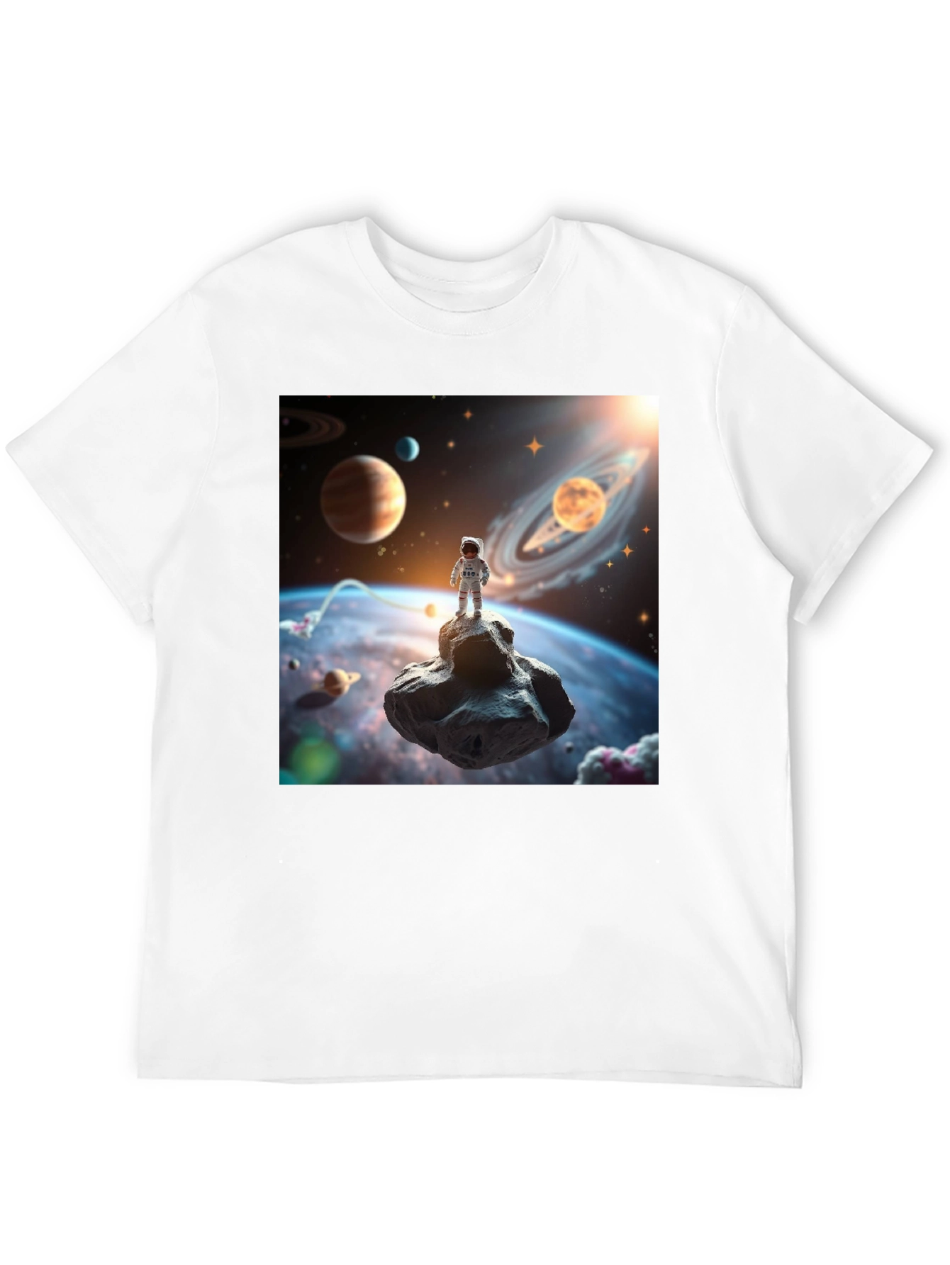 Astronaut in Space Black T-Shirt