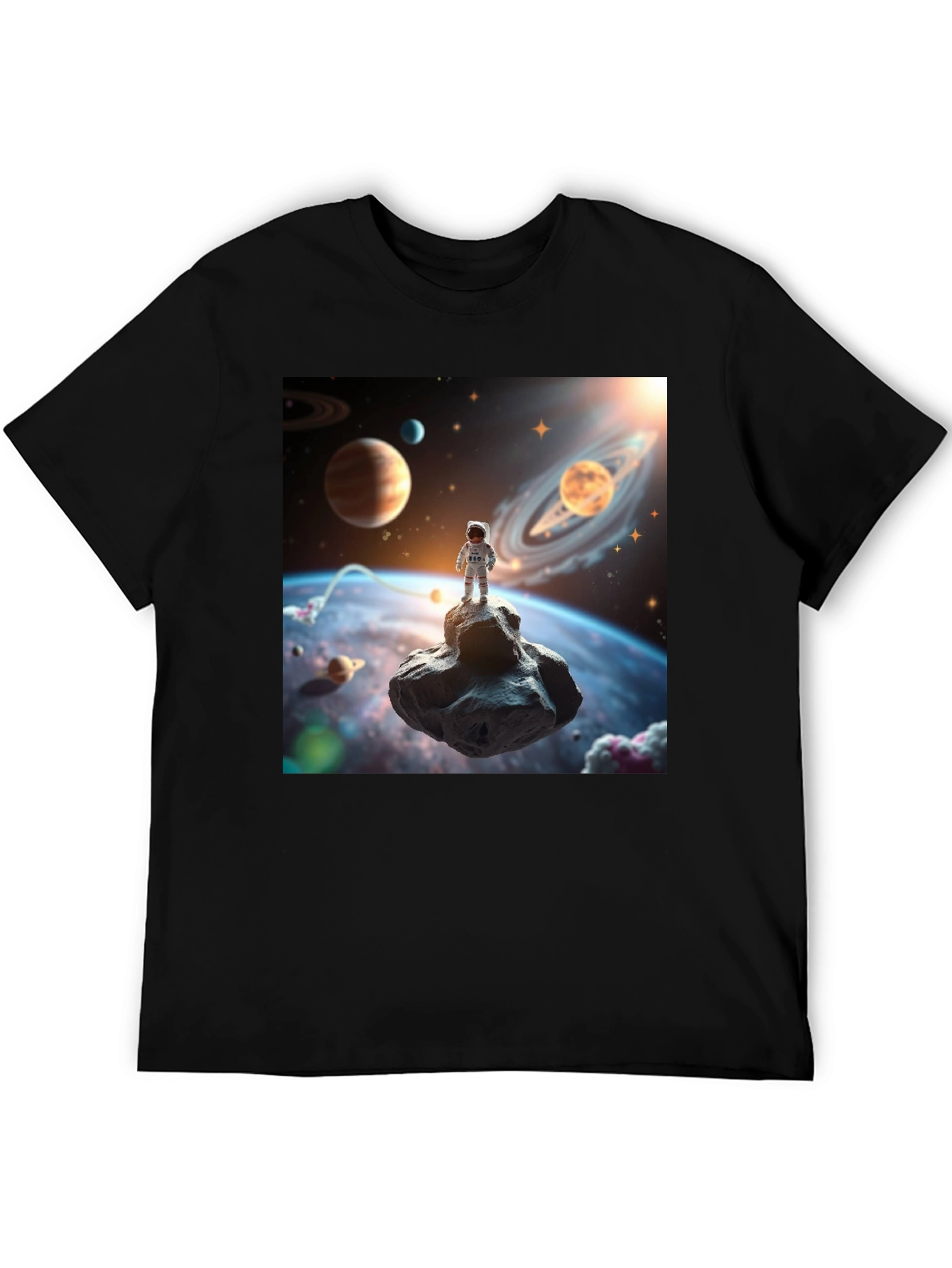 Astronaut in Space Black T-Shirt