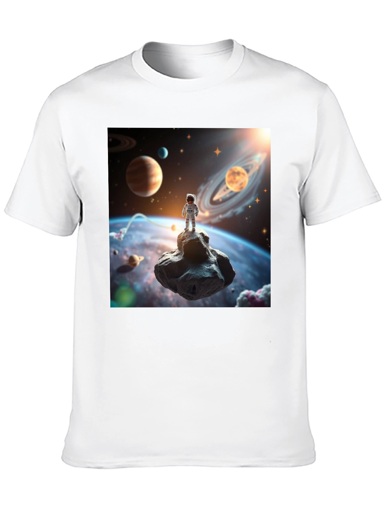 Astronaut in Space Black T-Shirt