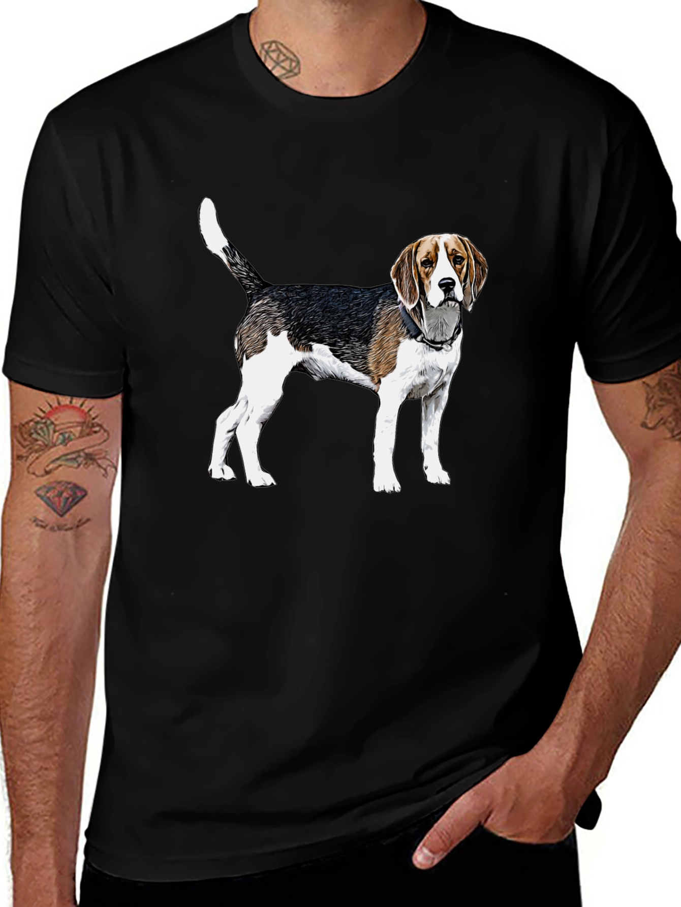 Beagle Dog Graphic Tee - Black Unisex T-Shirt