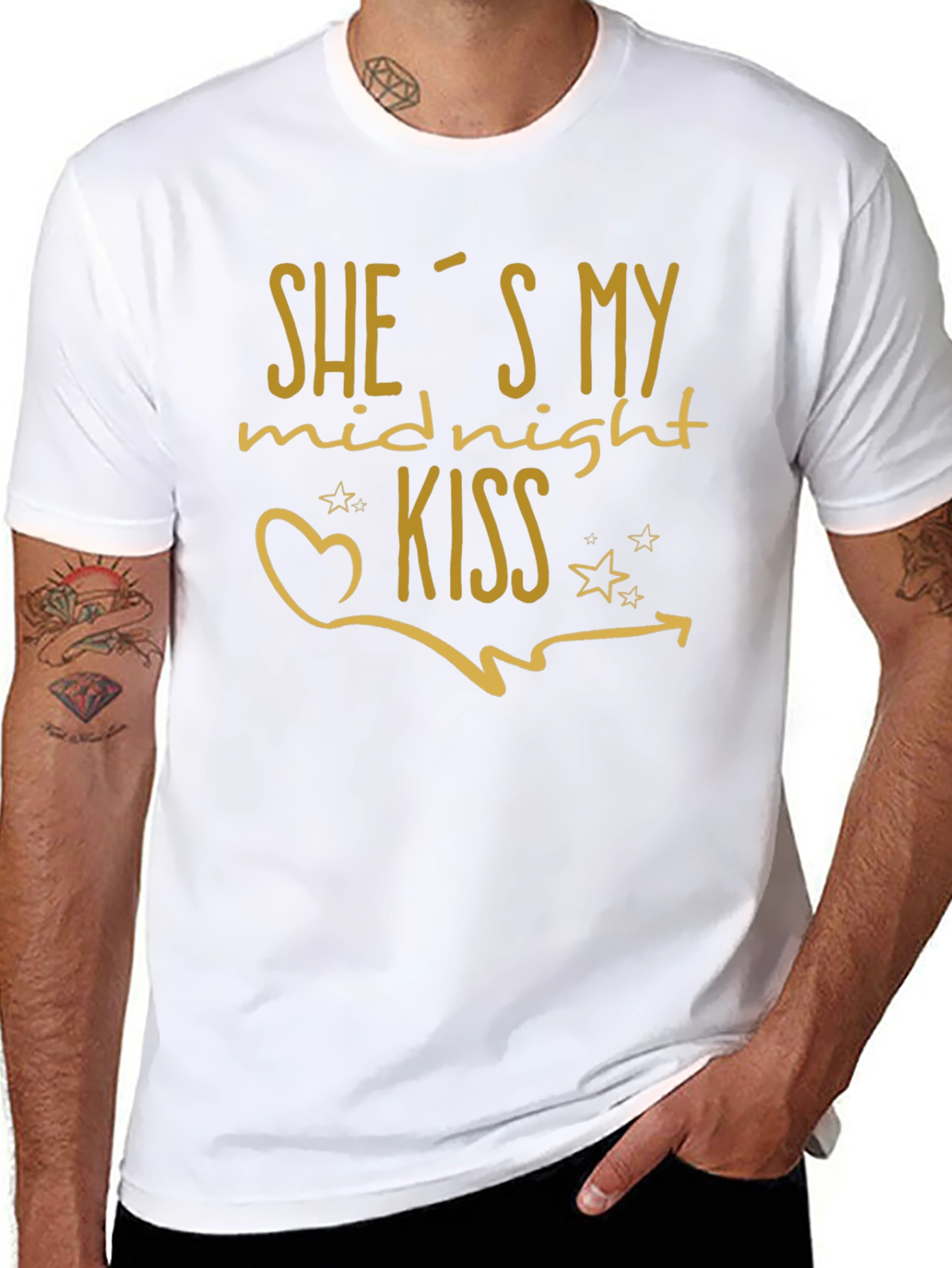 Midnight Kiss Graphic Tee - Black Crew Neck Shirt