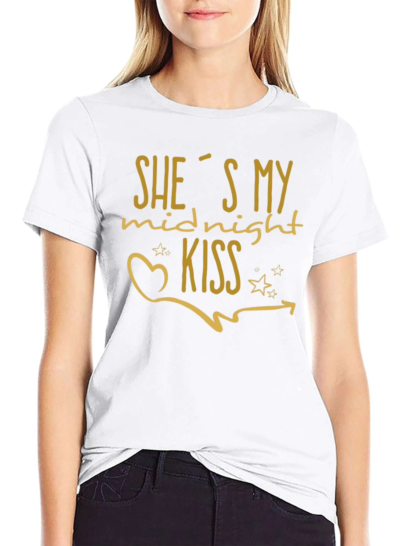 Midnight Kiss Graphic Tee - Black Crew Neck Shirt