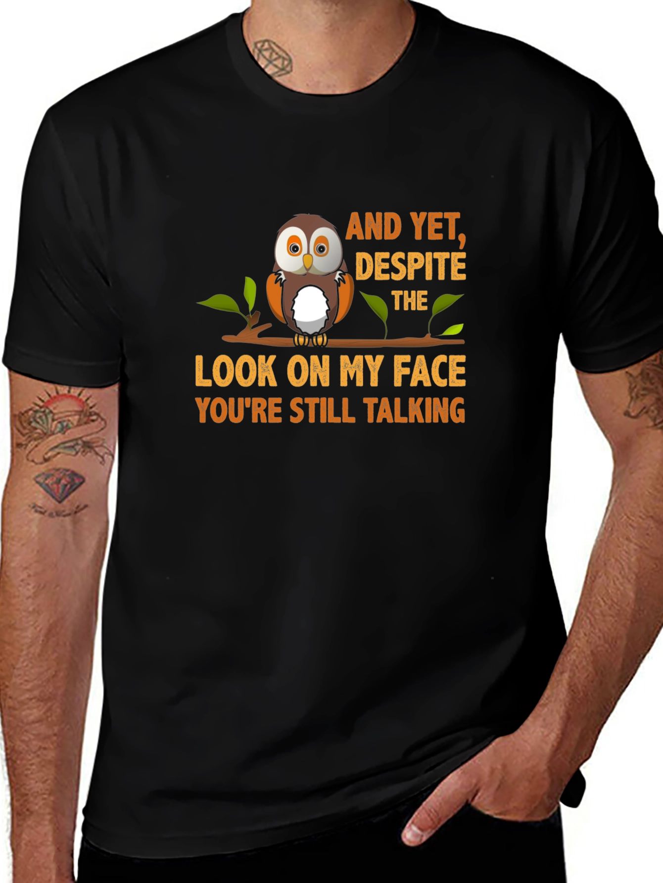 Owl Graphic Print T-Shirt - Funny Sarcastic Tee