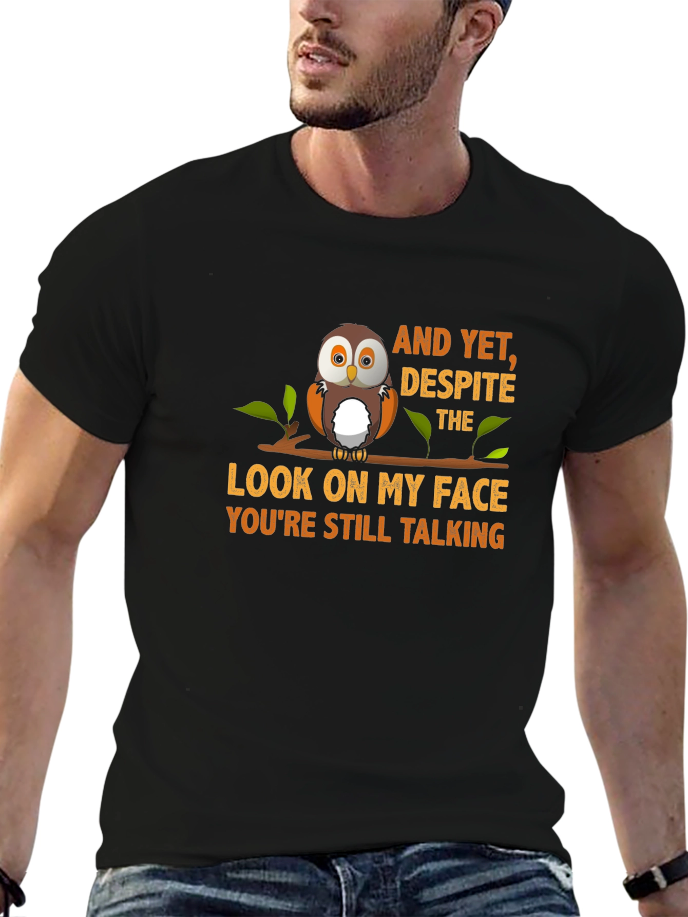 Owl Graphic Print T-Shirt - Funny Sarcastic Tee