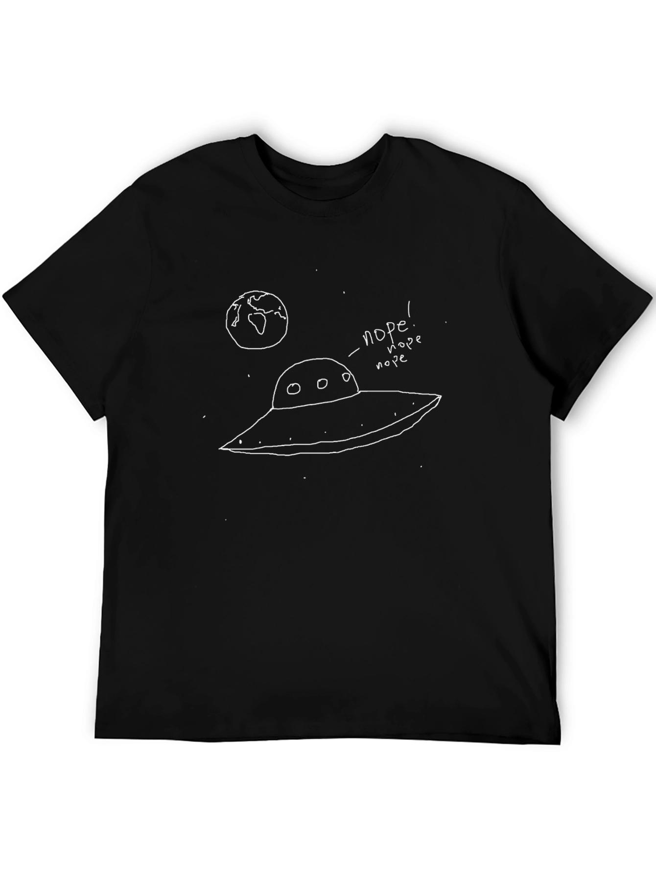 Cosmic Nope UFO T-Shirt - Black Cotton Blend