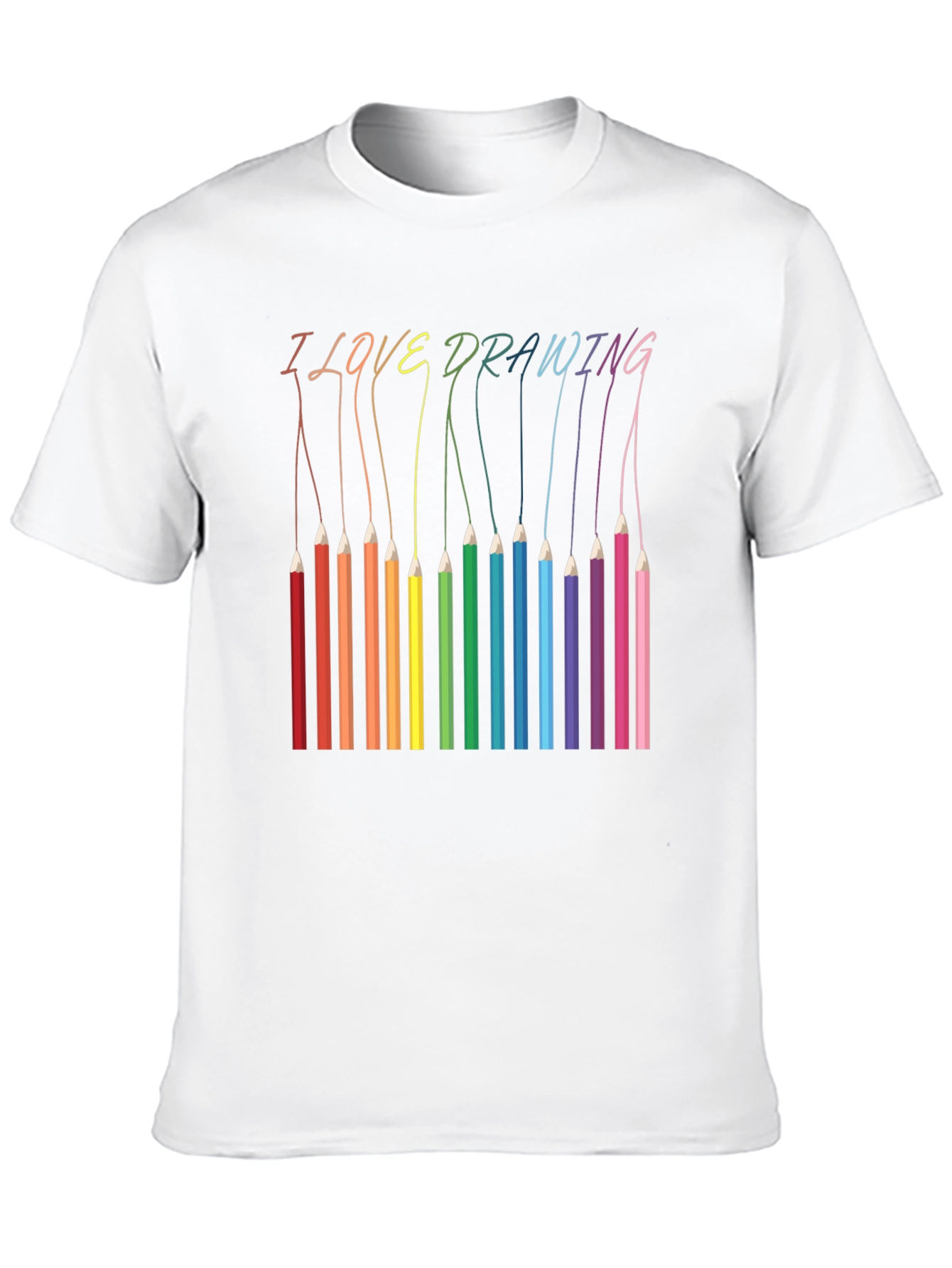 I Love Drawing T-Shirt - Rainbow Pencils Art Tee