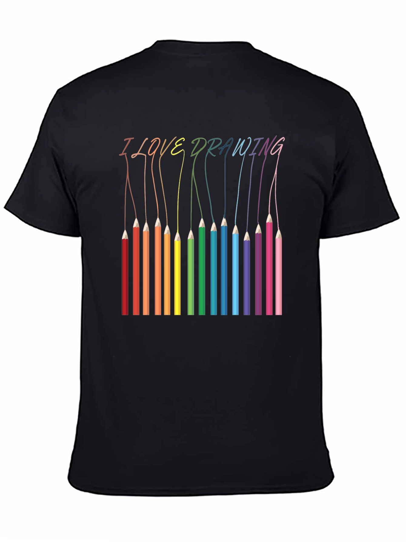 I Love Drawing T-Shirt - Rainbow Pencils Art Tee