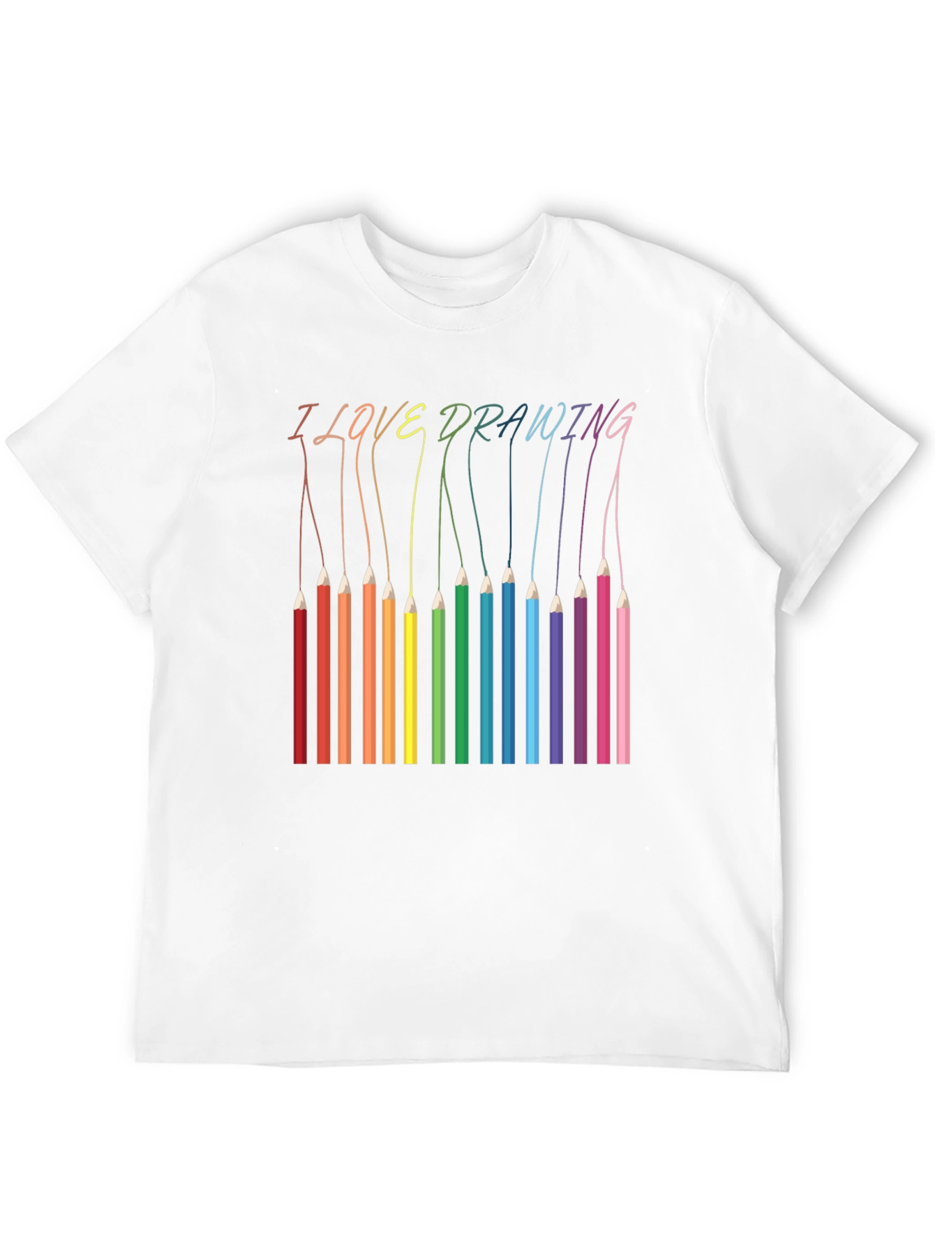 I Love Drawing T-Shirt - Rainbow Pencils Art Tee