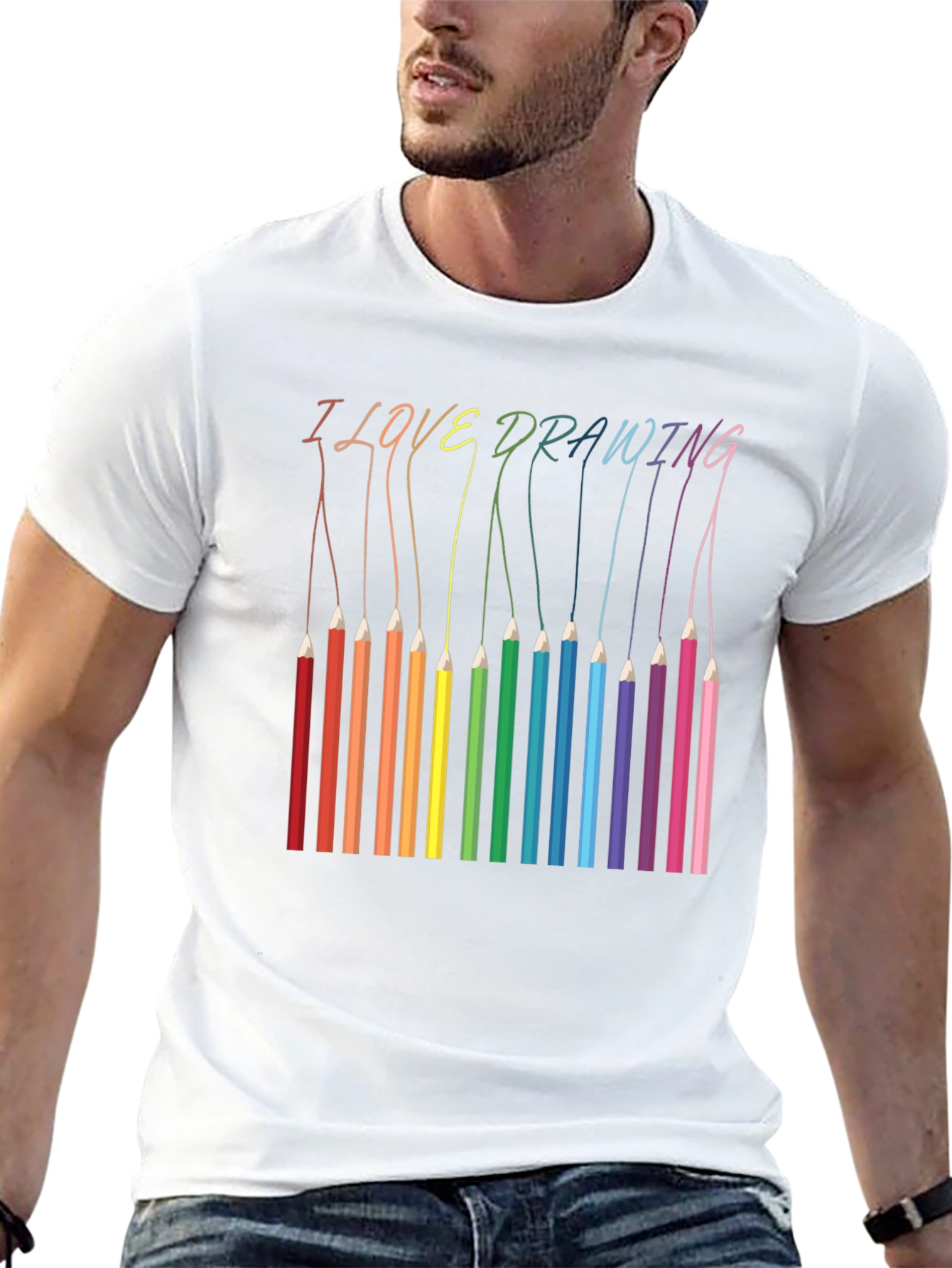 I Love Drawing T-Shirt - Rainbow Pencils Art Tee