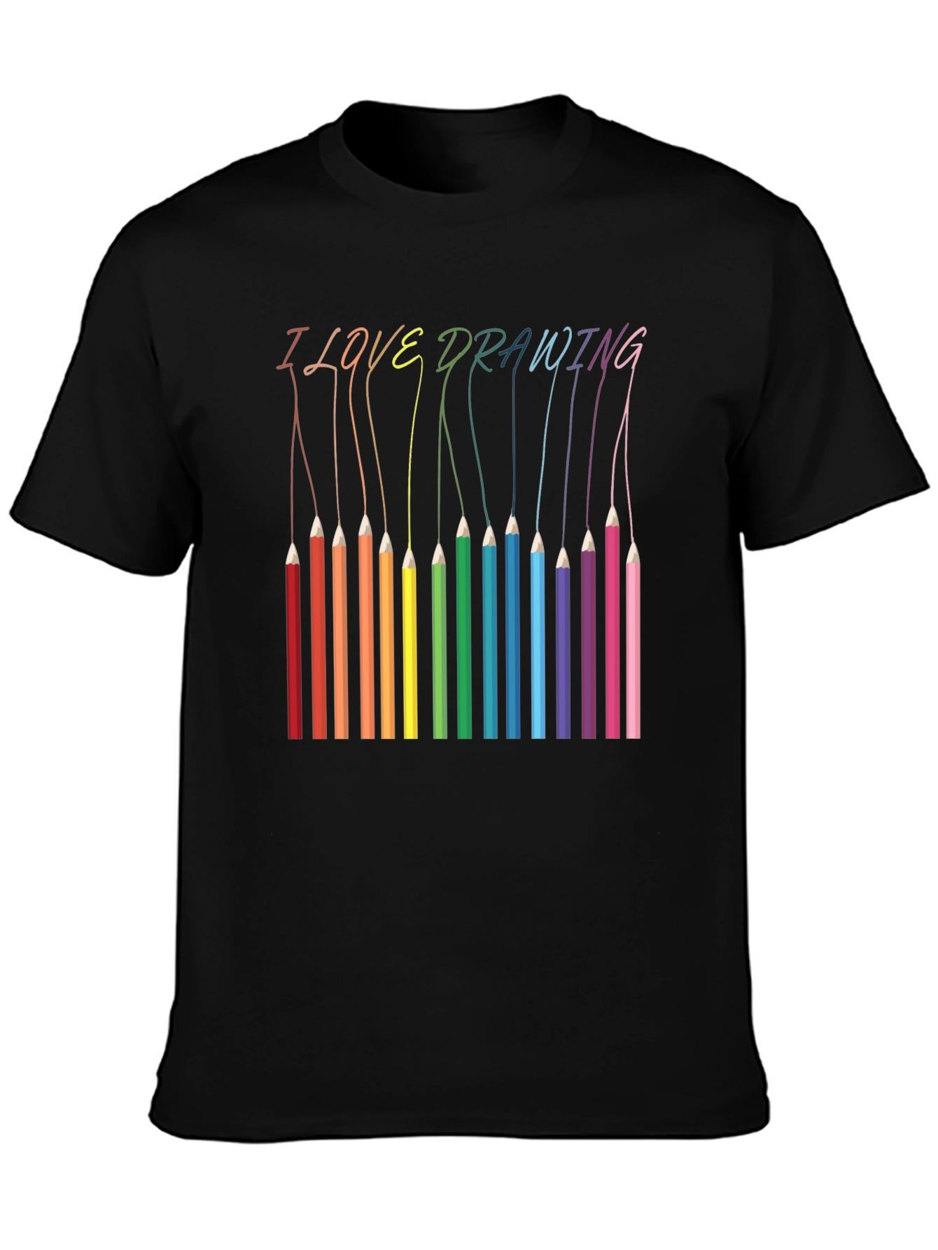 I Love Drawing T-Shirt - Rainbow Pencils Art Tee