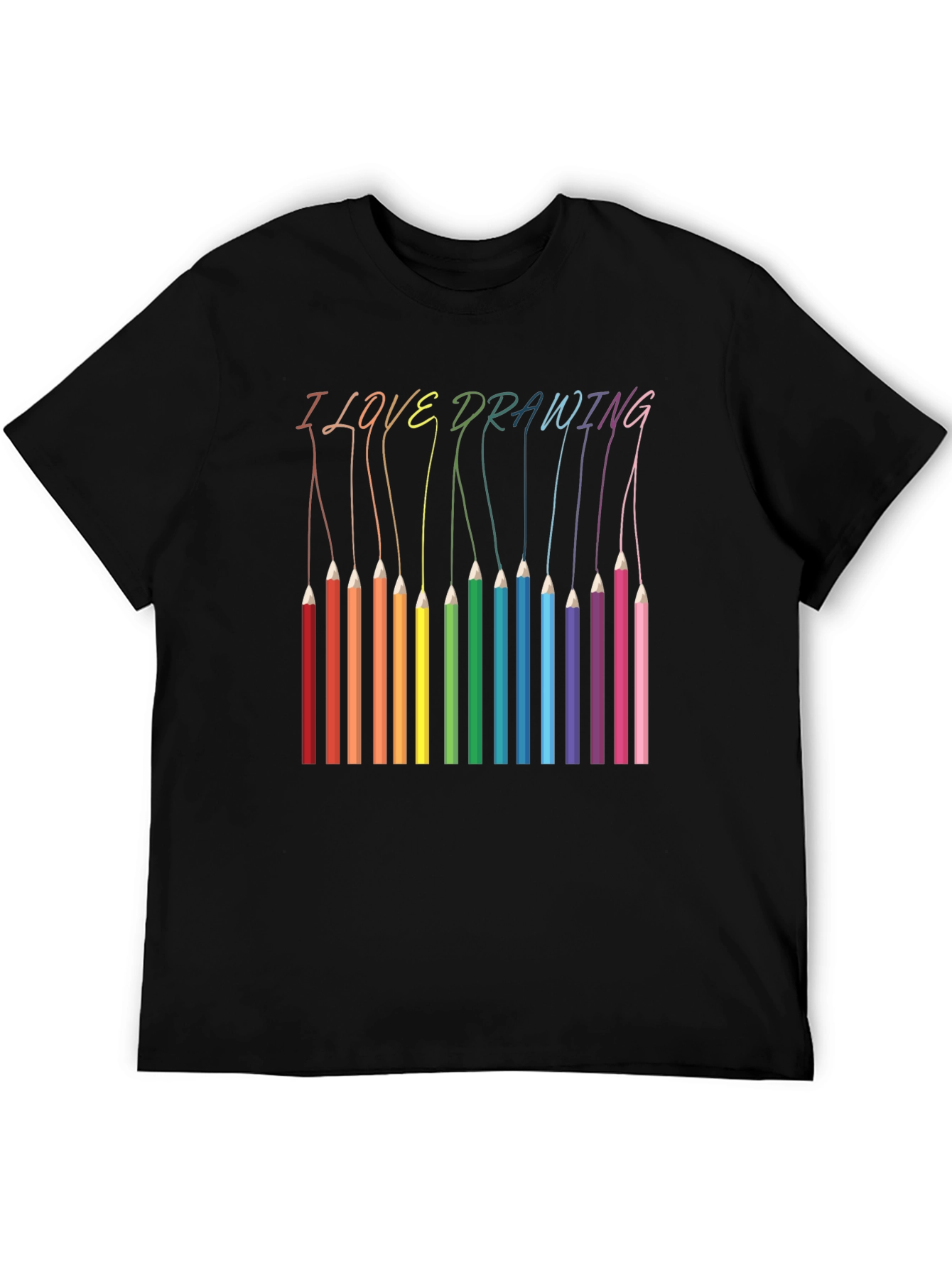 I Love Drawing T-Shirt - Rainbow Pencils Art Tee