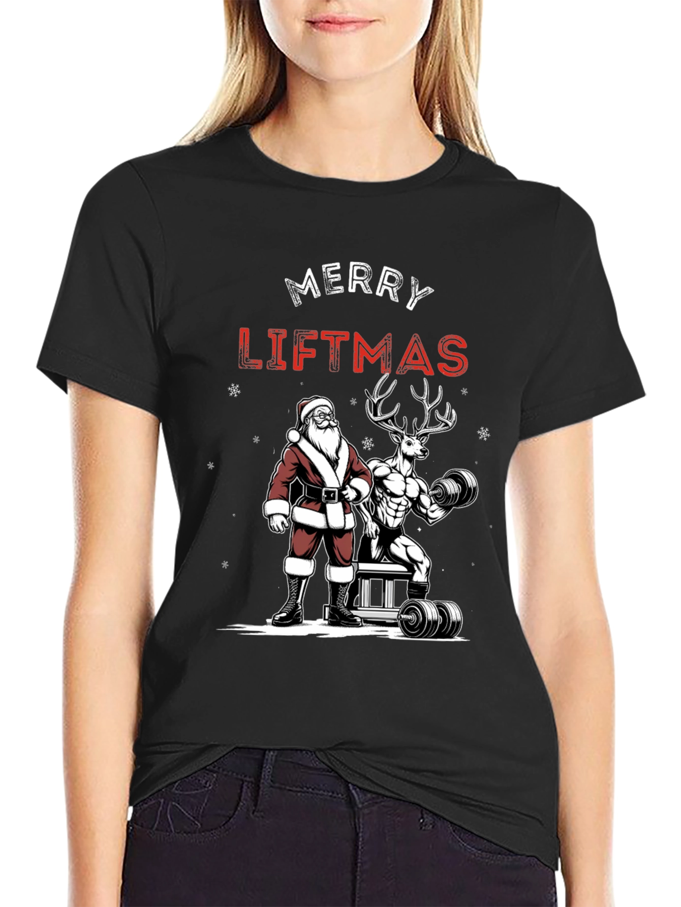 Merry Liftmas Santa & Reindeer Workout T-Shirt