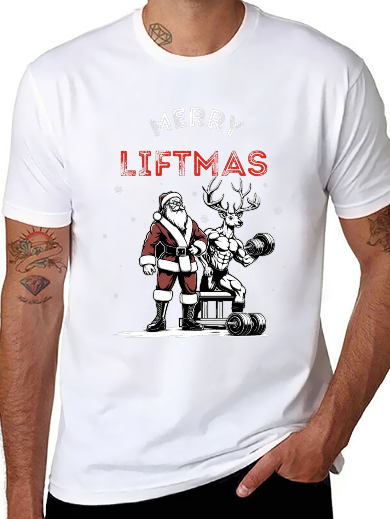 Merry Liftmas Santa & Reindeer Workout T-Shirt