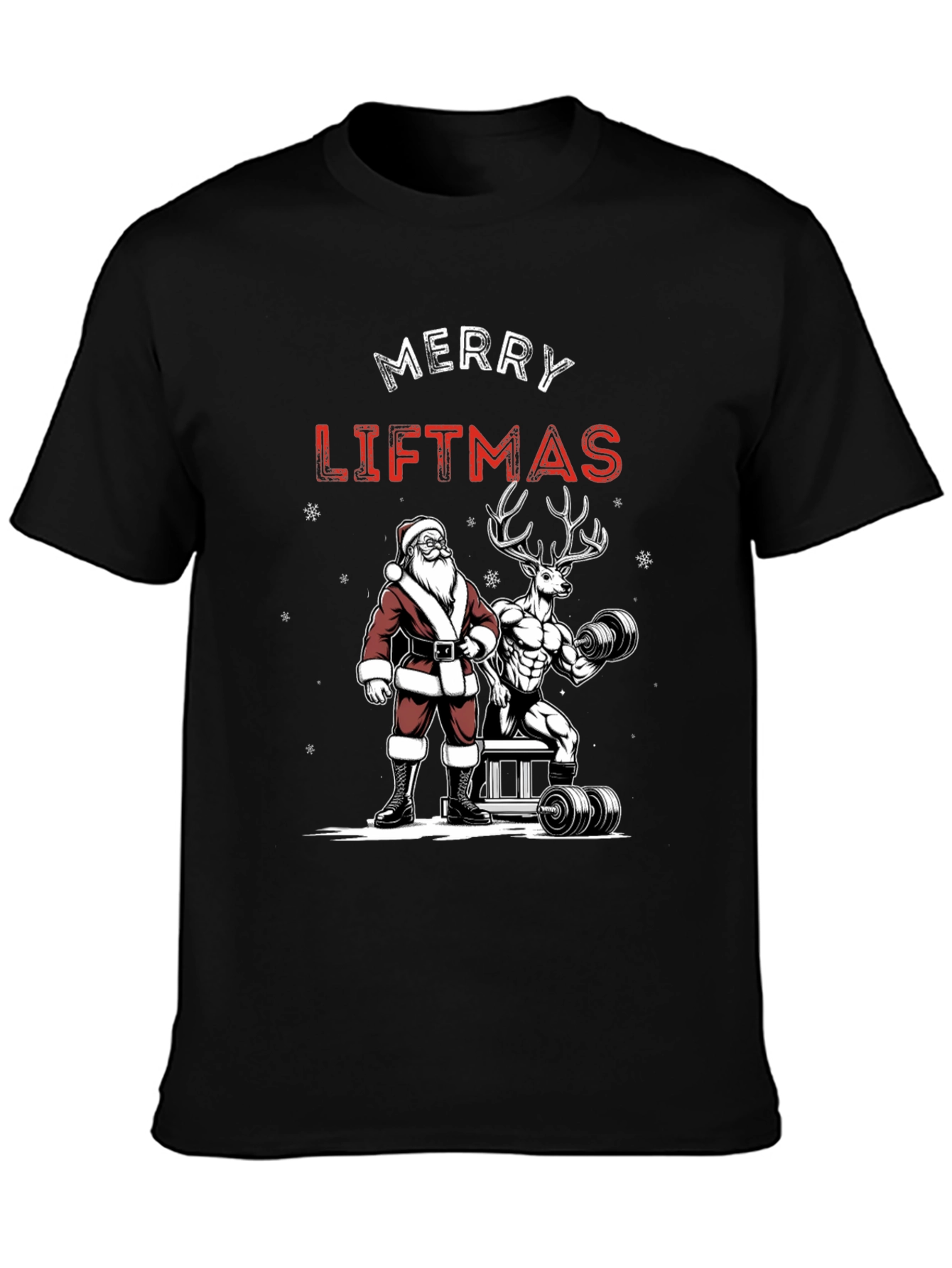 Merry Liftmas Santa & Reindeer Workout T-Shirt