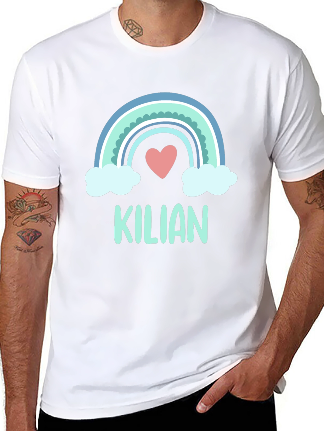 Kilian Rainbow Heart Personalized Kids T-Shirt