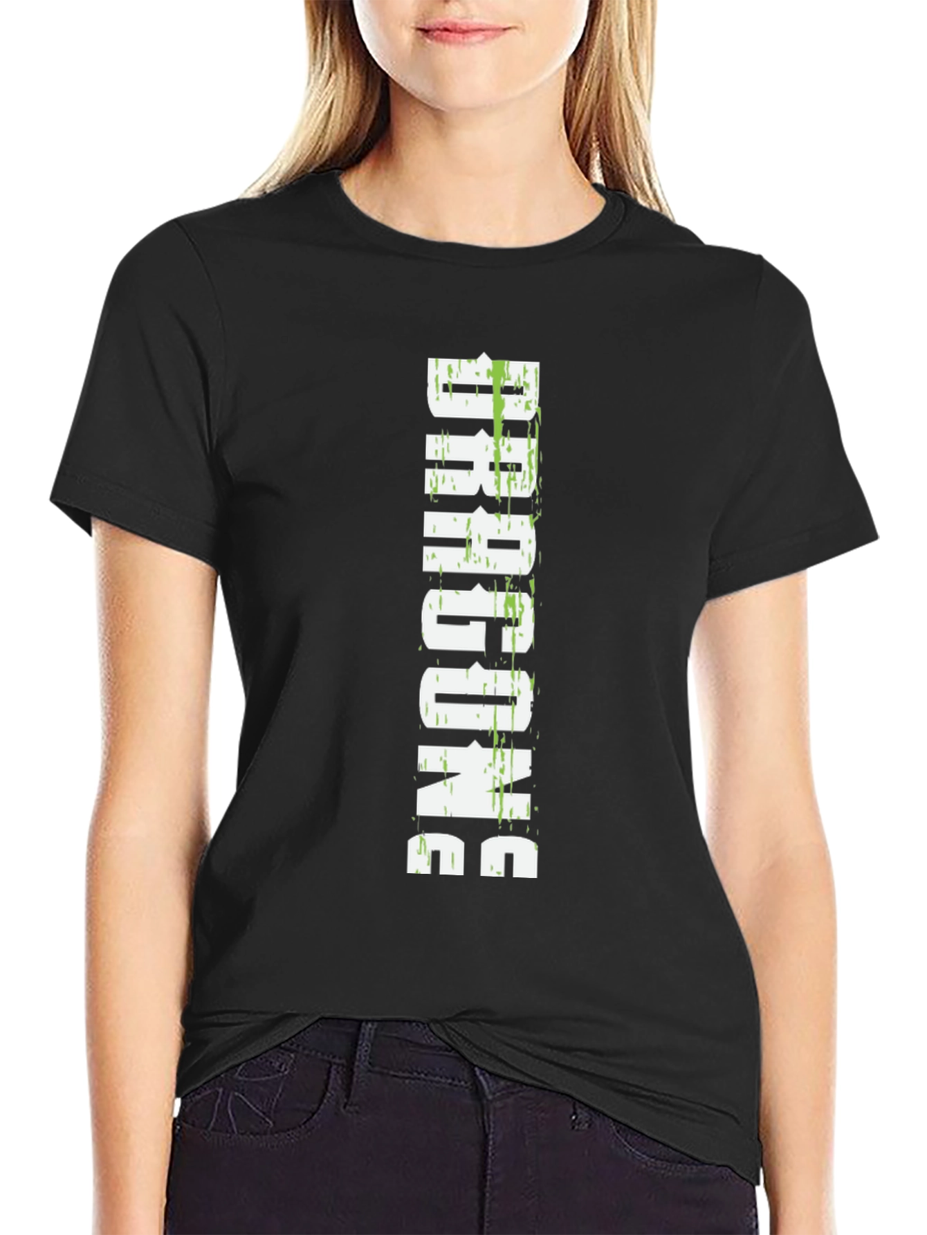 DRAGONS Graphic T-Shirt - Black Cotton Blend
