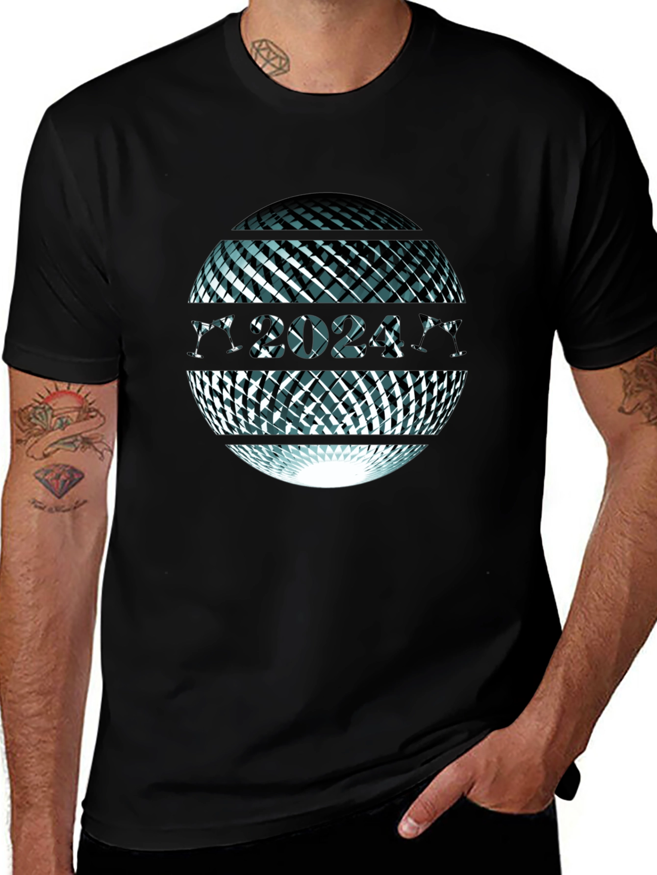 Abstract Sphere Graphic Tee - Mens Black T-Shirt