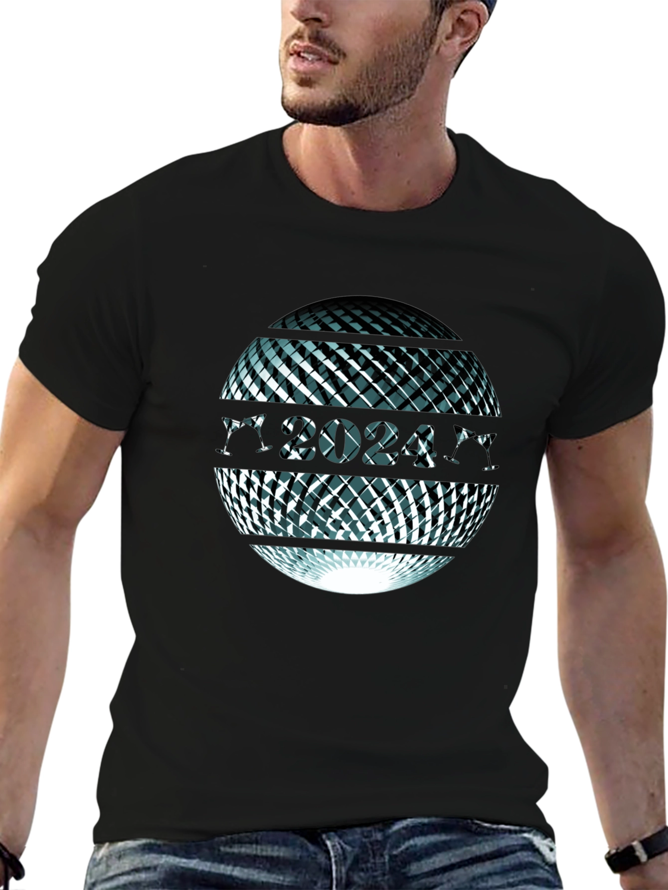 Abstract Sphere Graphic Tee - Mens Black T-Shirt